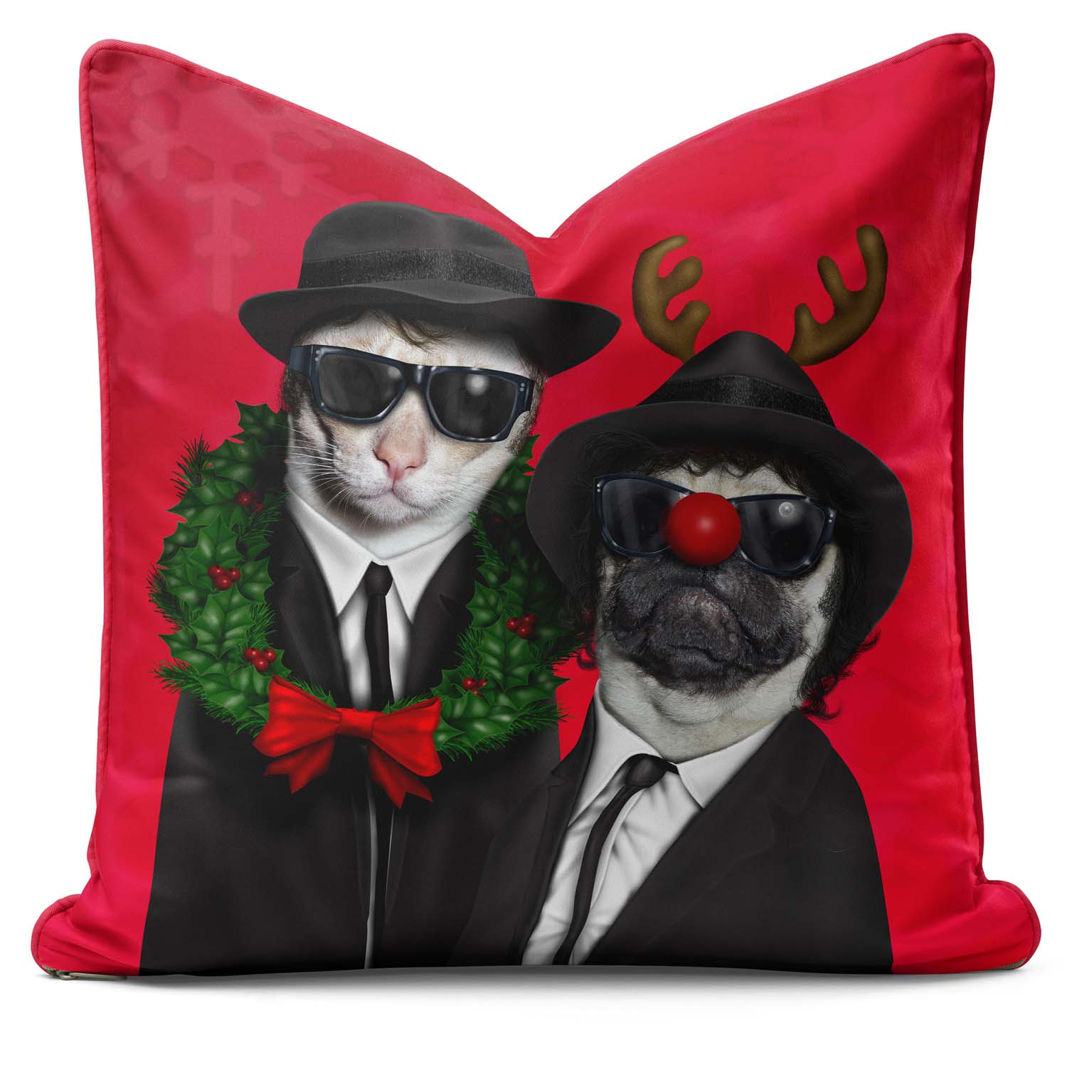 Christmas Brothers Red - Pets Rock Cushion