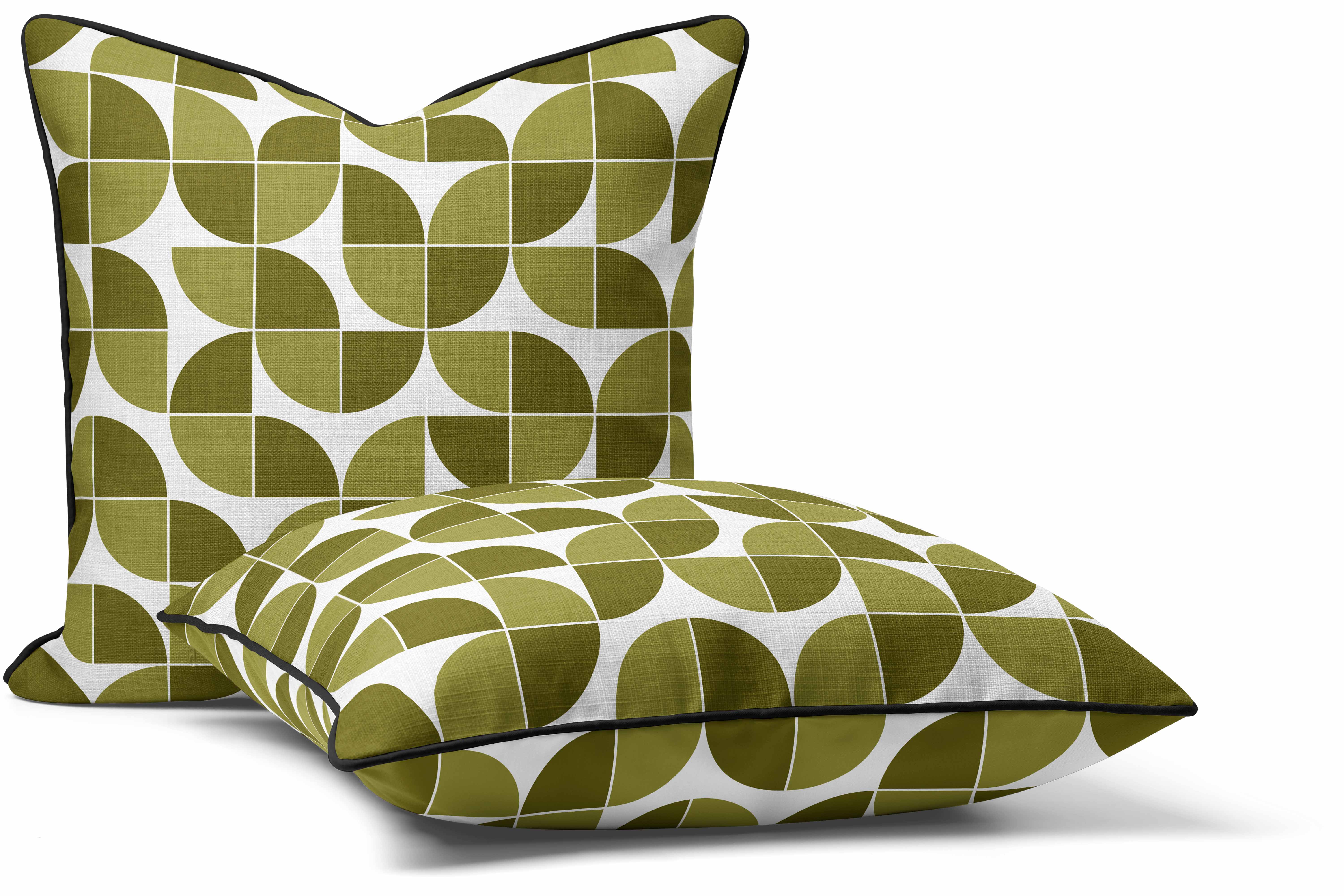 Circles Quarter Green - Abstract Outdoor Cushion