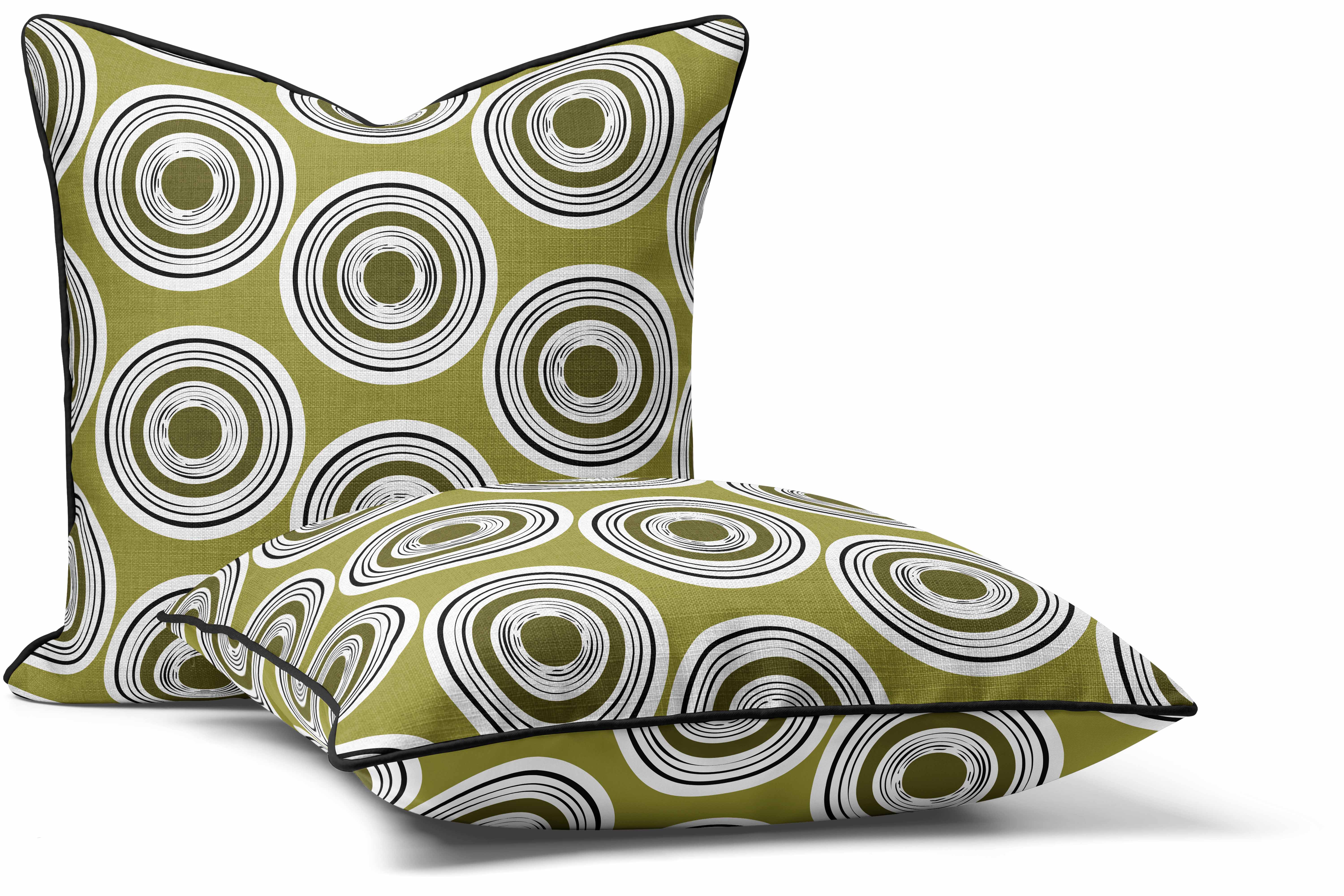 Circles Green - Abstract Outdoor Cushion