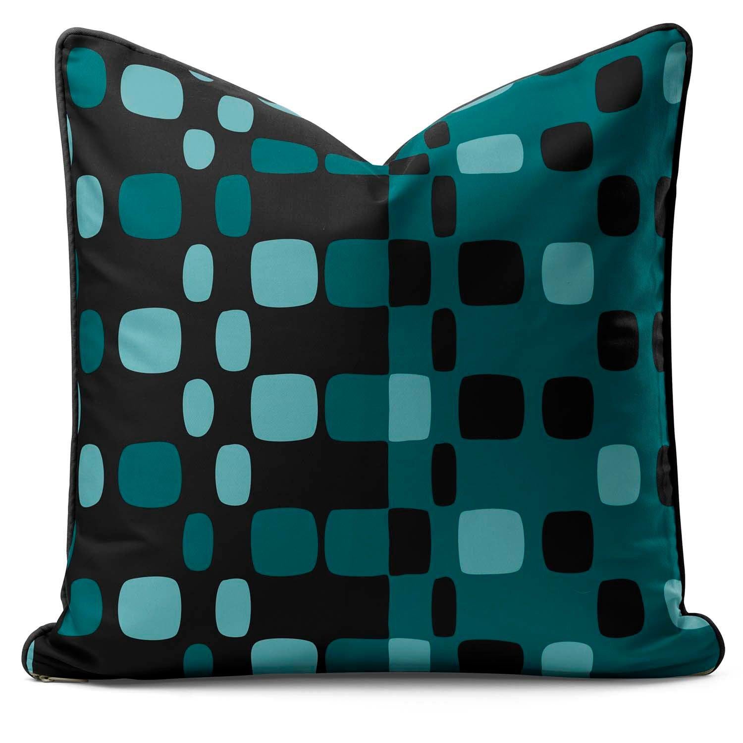 Half Checks - Abstract Outdoor Cushion