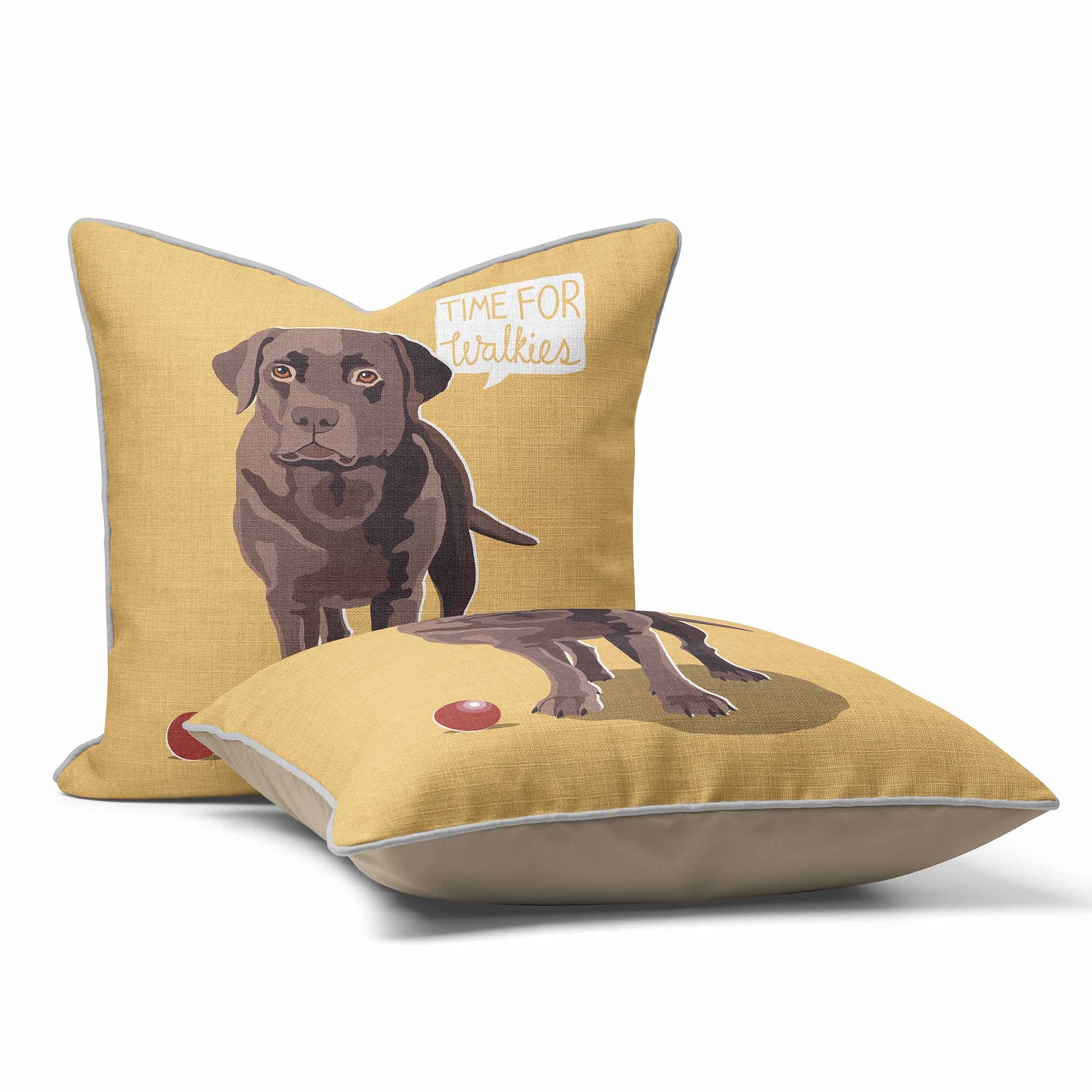 Time for Walkies Labrador - British Retro Cushion