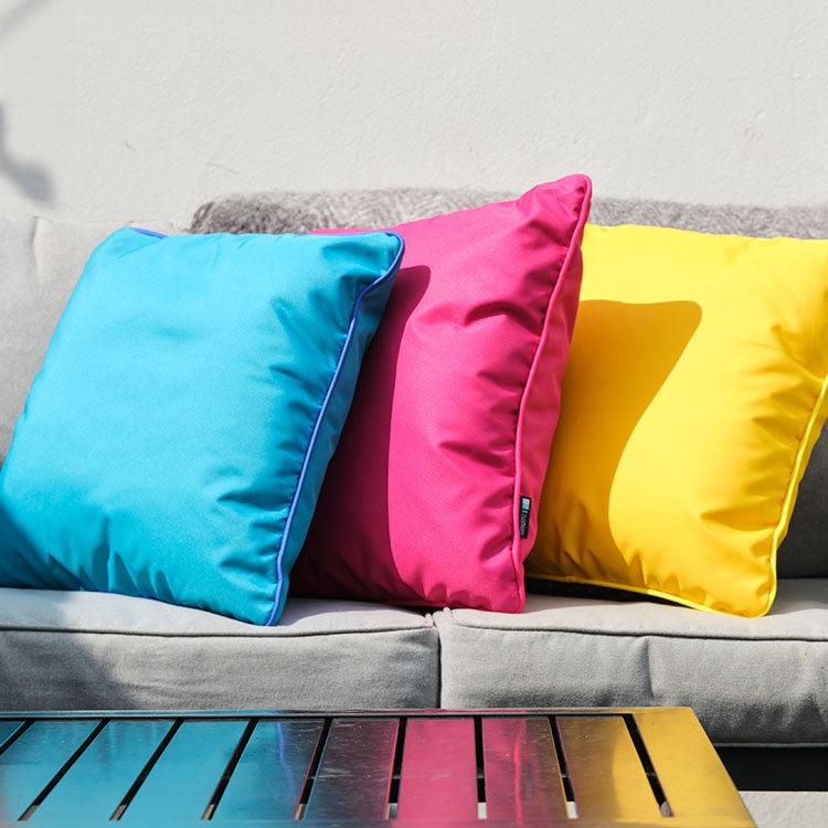 Pink Block Colour Piped - Outdoor Water-Resistant Cushion