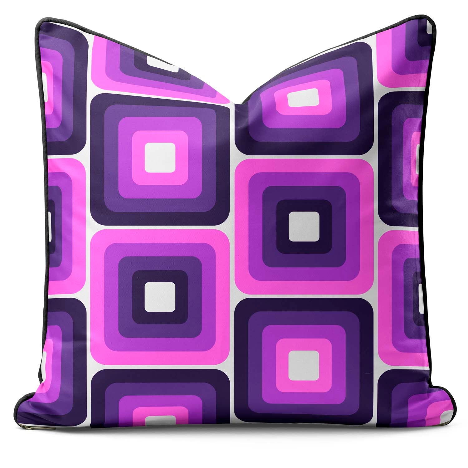 Retro Purple Squares - Abstract Outdoor Cushion