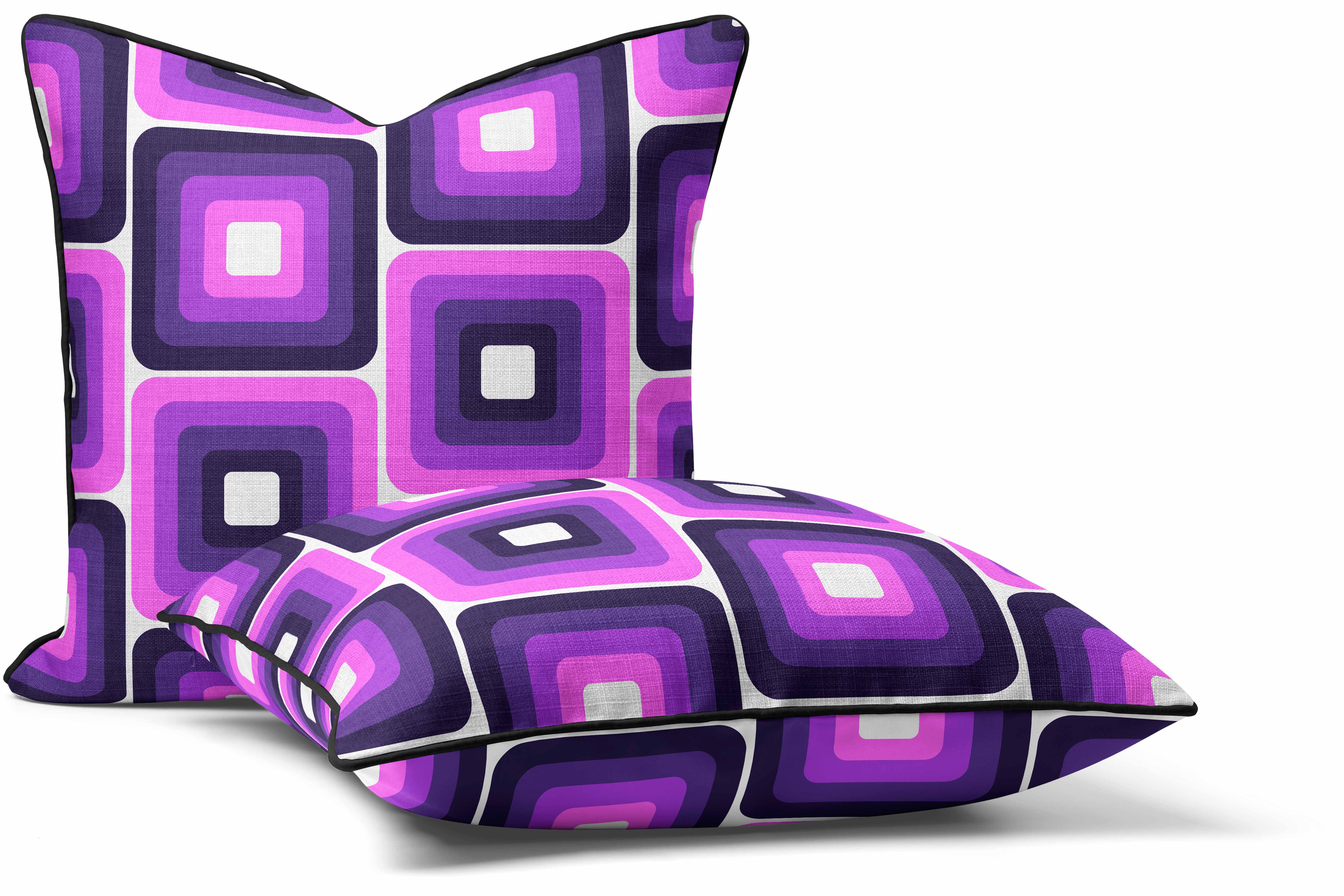 Retro Purple Squares - Abstract Outdoor Cushion