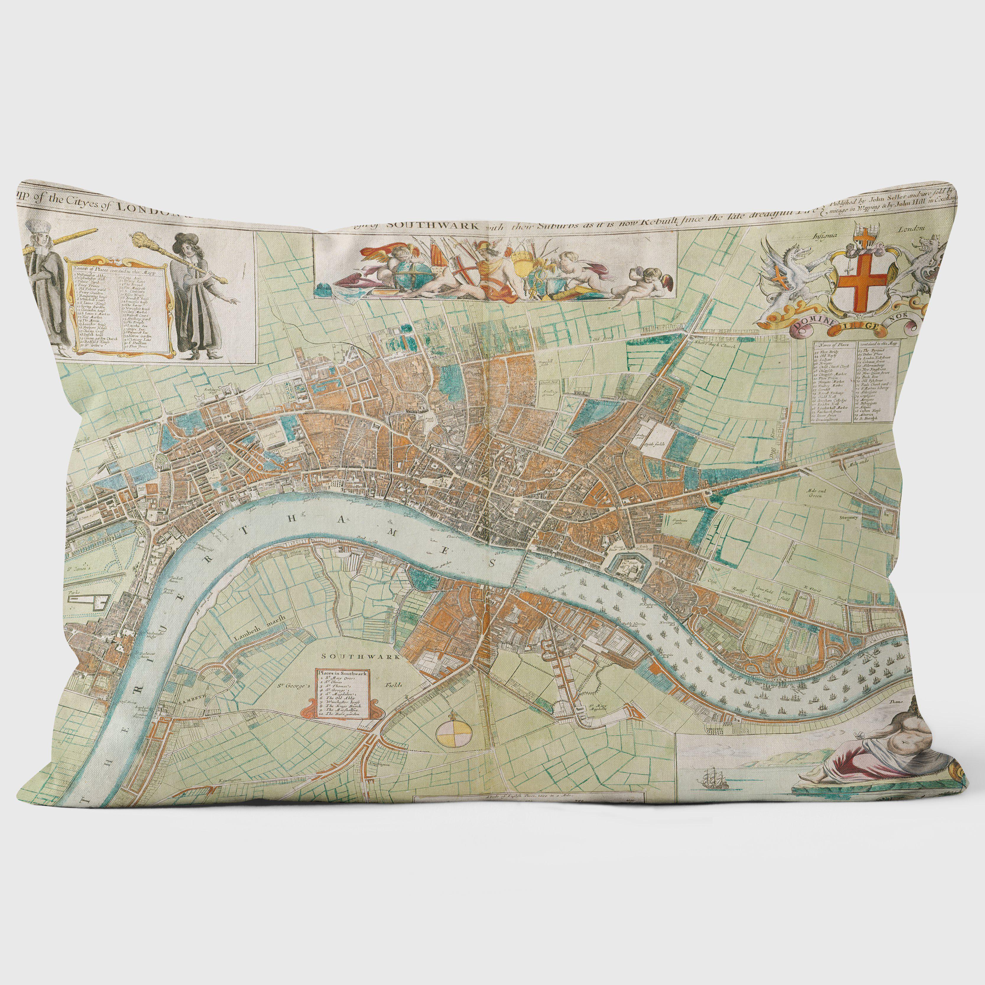 1680 London Map - British Library Cushions - Handmade Cushions UK - WeLoveCushions
