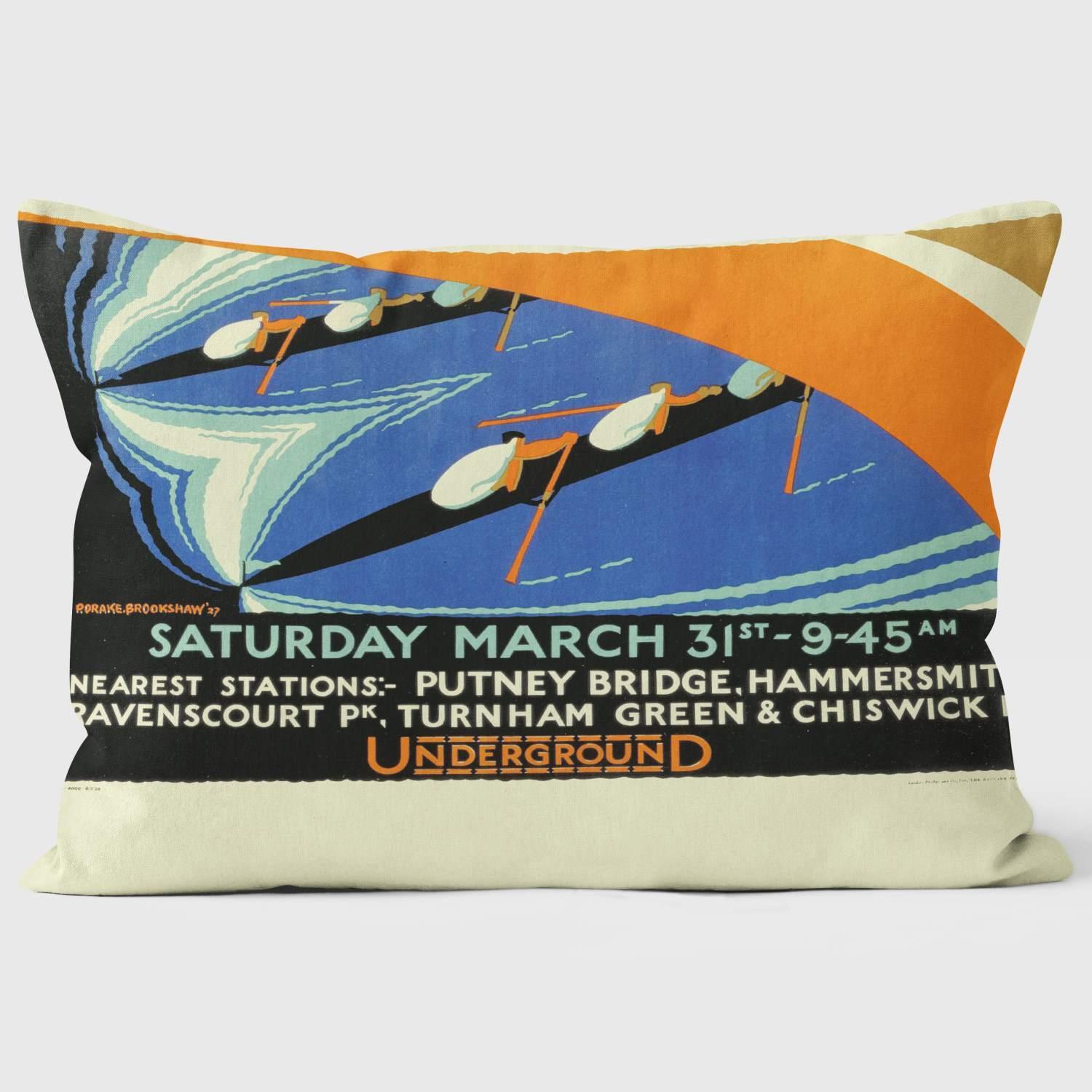 1928 Boat Race by Percy Blake Brookshaw - London Transport Cushion - Handmade Cushions UK - WeLoveCushions