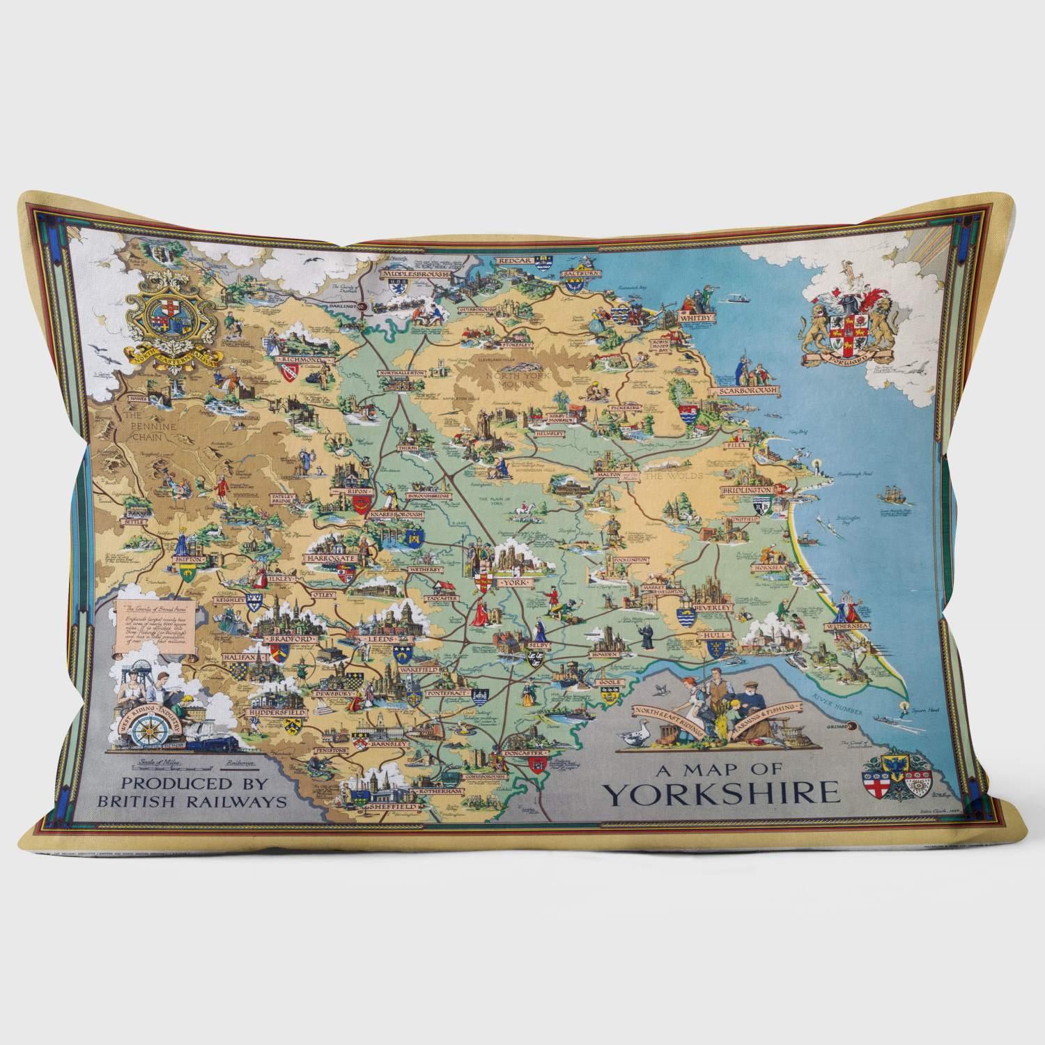 A Map of Yorkshire - National Railway Museum Cushion - Handmade Cushions UK - WeLoveCushions