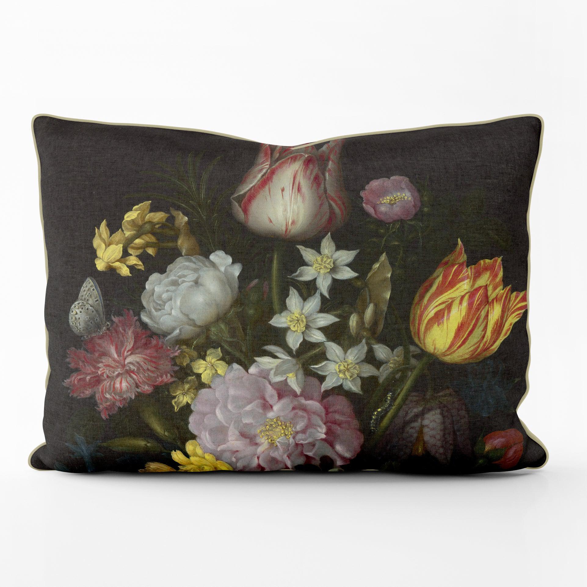 A Still Life of Flowers Aspect 3 - Bosschaert - National Gallery Landscape LUXE Cushion - Handmade Cushions UK - WeLoveCushions