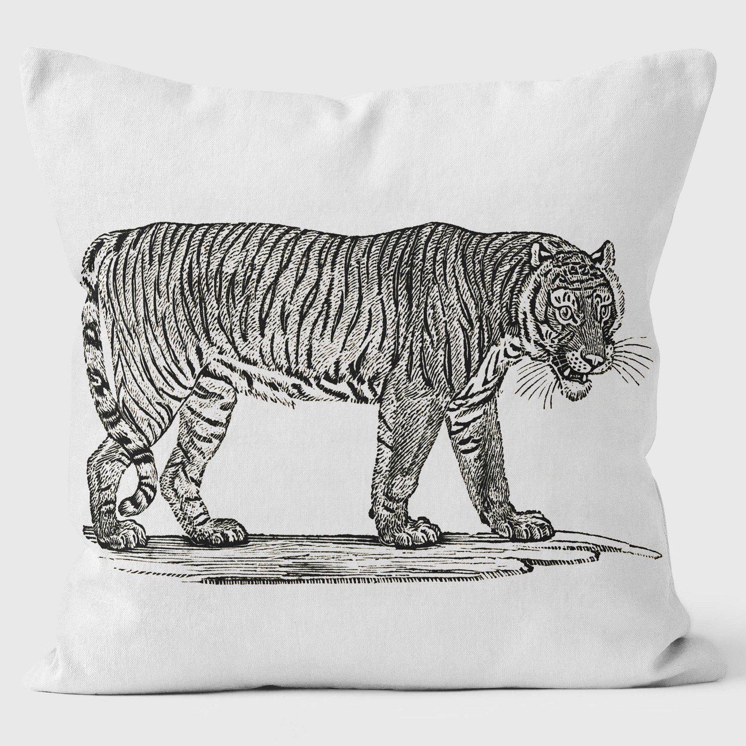 A Tiger Engraving - Art Print Cushion - Handmade Cushions UK - WeLoveCushions
