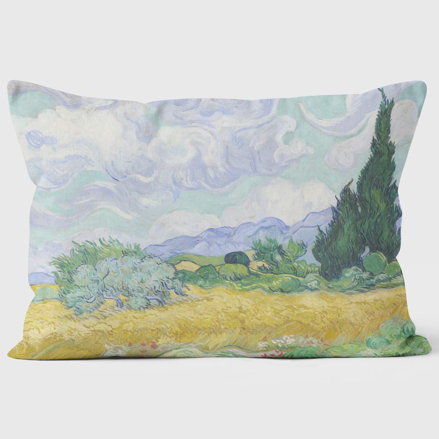 A Wheatfield, with Cypresses - Vincent Van Gogh - National Gallery Cushion - Handmade Cushions UK - WeLoveCushions