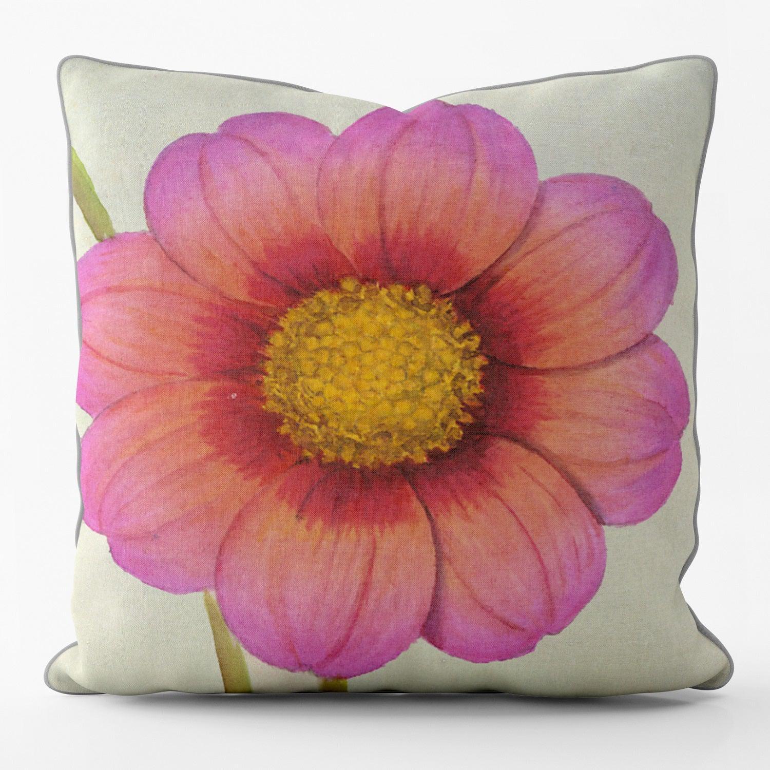 Dahlia Little Jenny Single Flower - Alfred Wise Outdoor Cushion