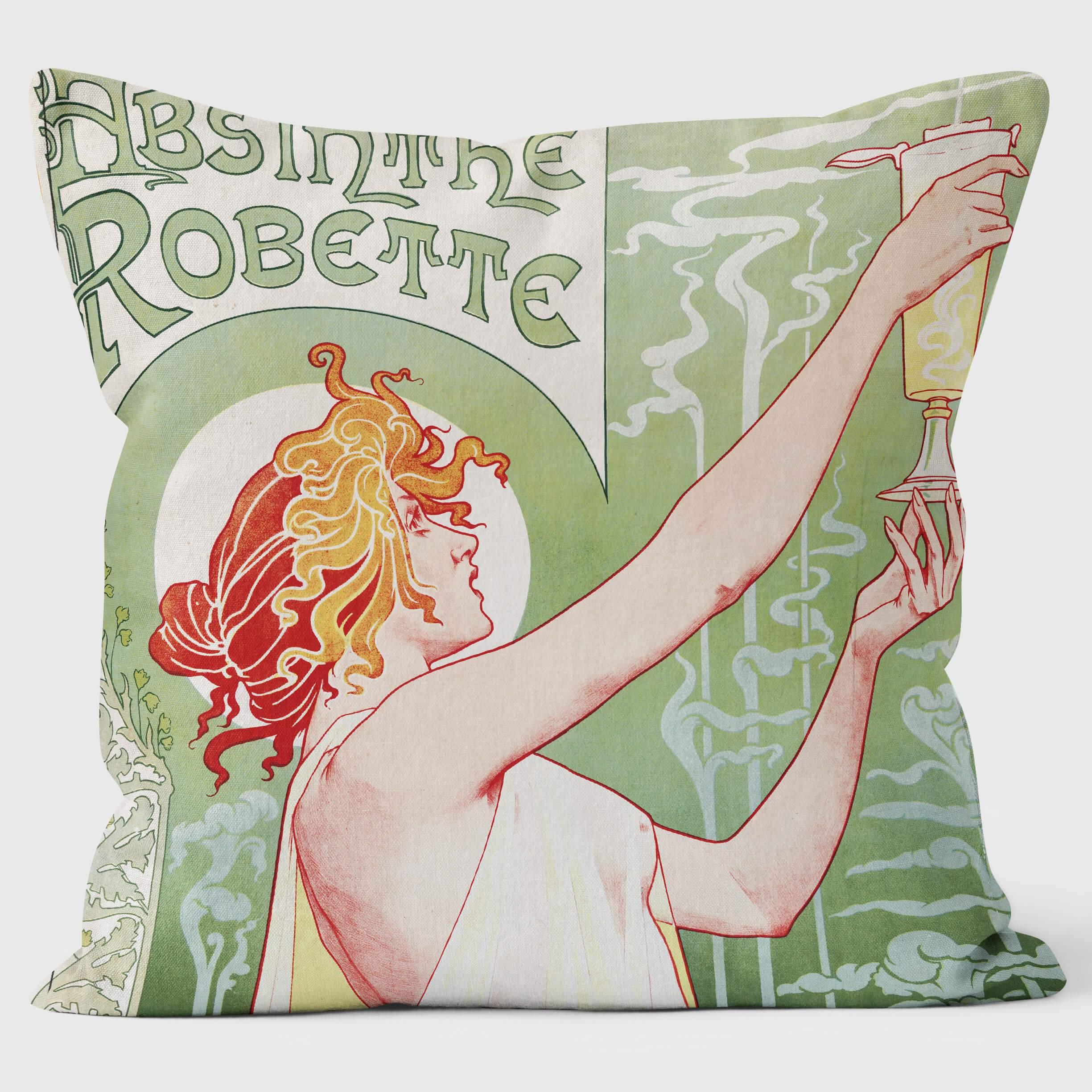 Absinthe Robette - Art Deco Print Cushion - Handmade Cushions UK - WeLoveCushions