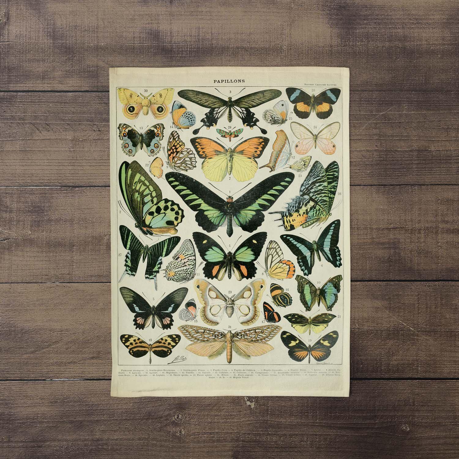Adolphe Millot - Papillons 2 - Tea Towel