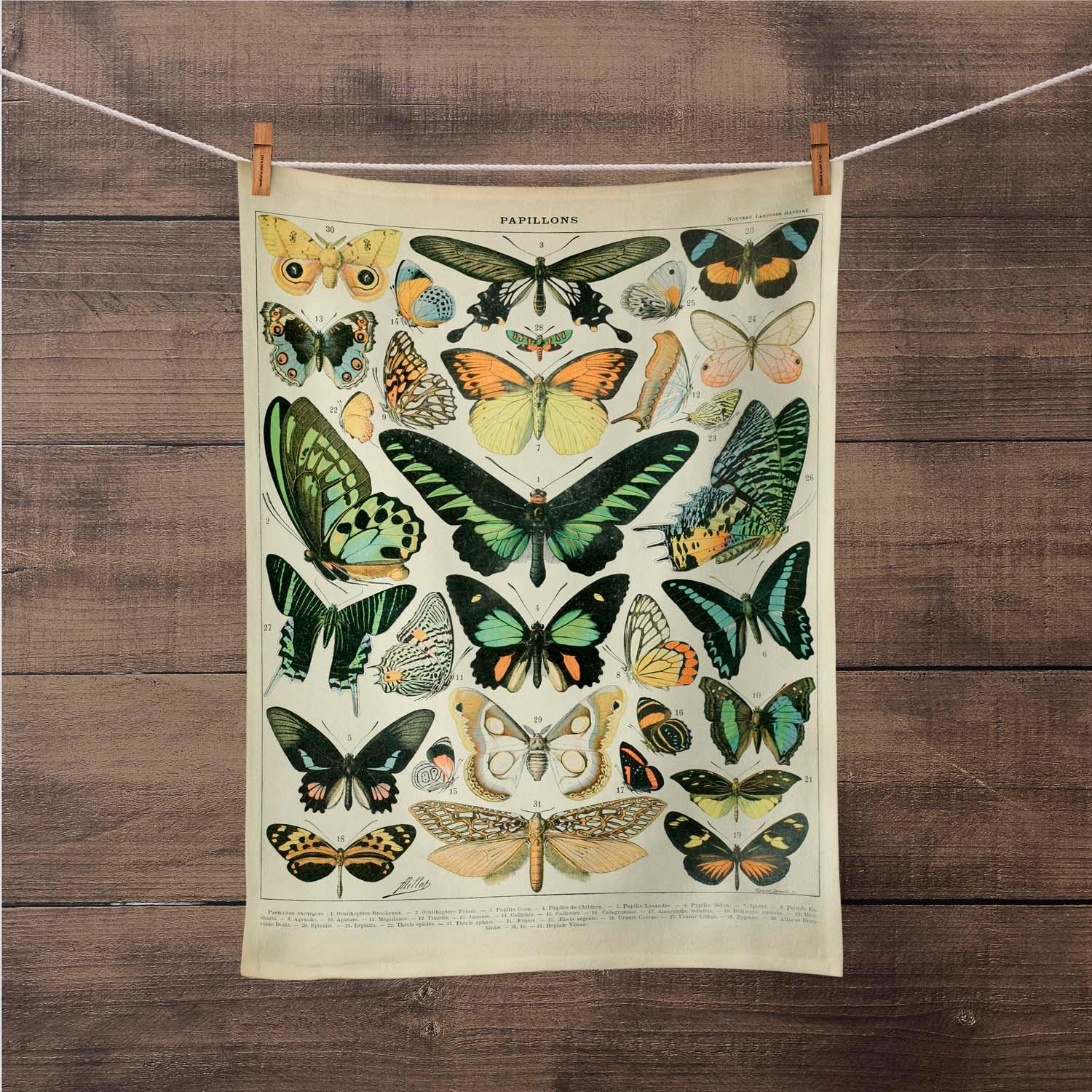 Adolphe Millot - Papillons 2 - Tea Towel