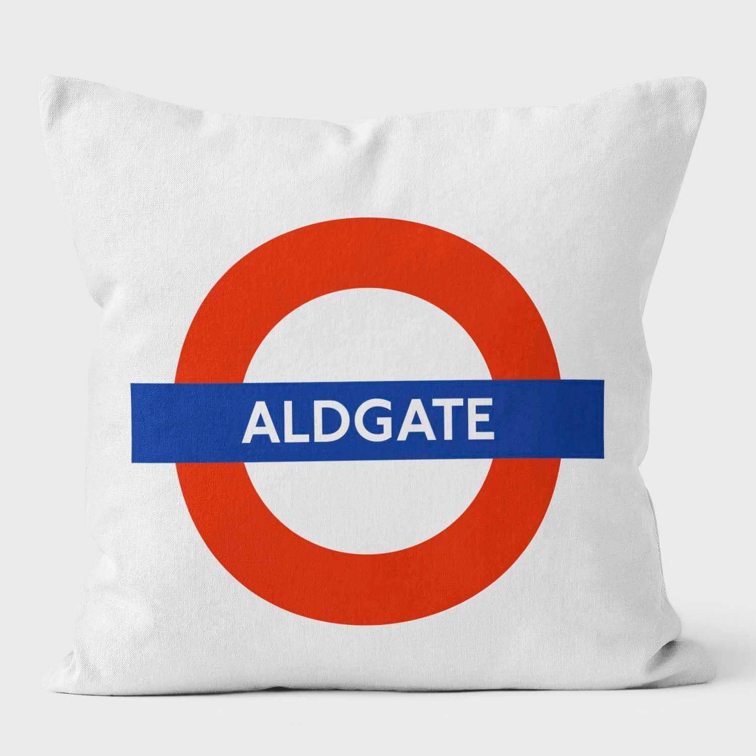 Aldgate London Underground Tube Station Roundel Cushion - Handmade Cushions UK - WeLoveCushions