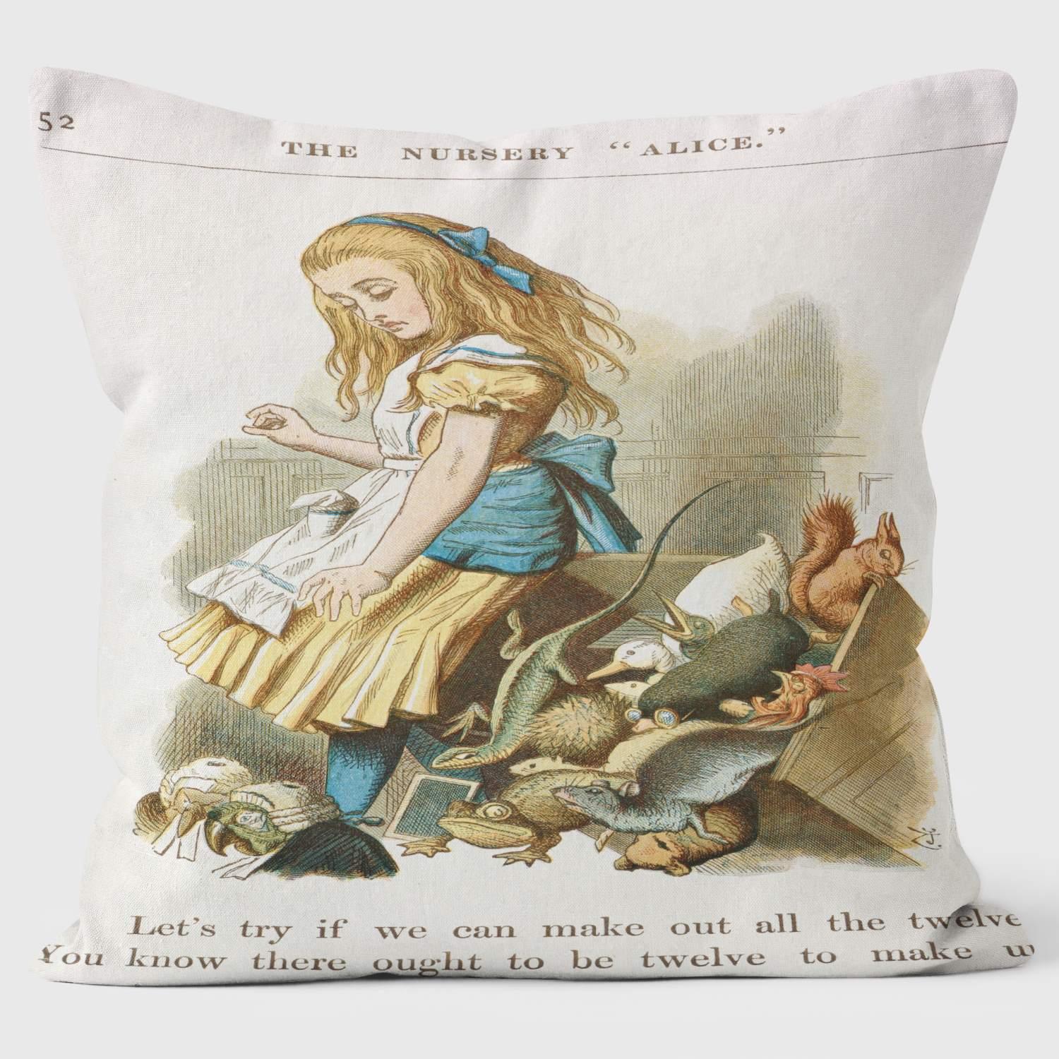 Alice Upset - Alice in Wonderland - Lewis Carroll Cushion - Handmade Cushions UK - WeLoveCushions