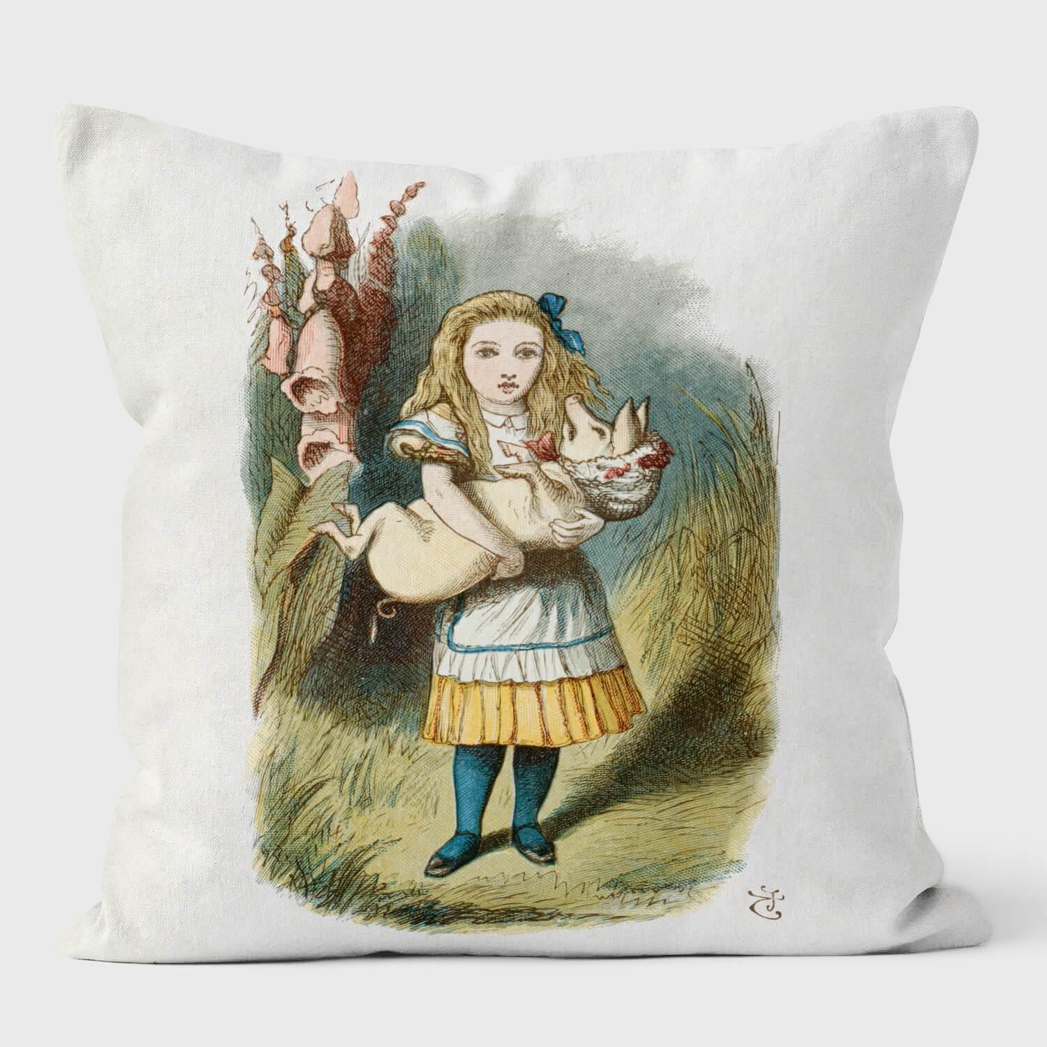 Alice and the Pig - Alice in Wonderland - Lewis Carroll Cushion - Handmade Cushions UK - WeLoveCushions