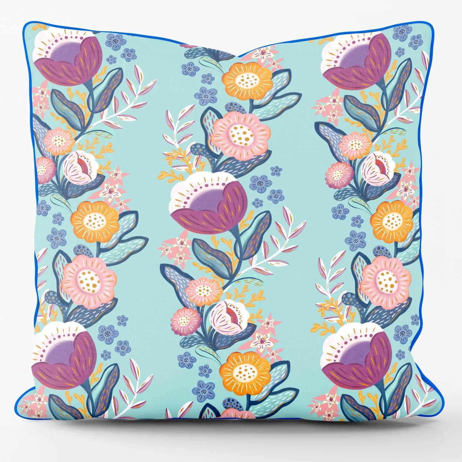 Apple Pie Poetry Mint - House Of Turnowsk Outdoor Cushion - Handmade Cushions UK - WeLoveCushions