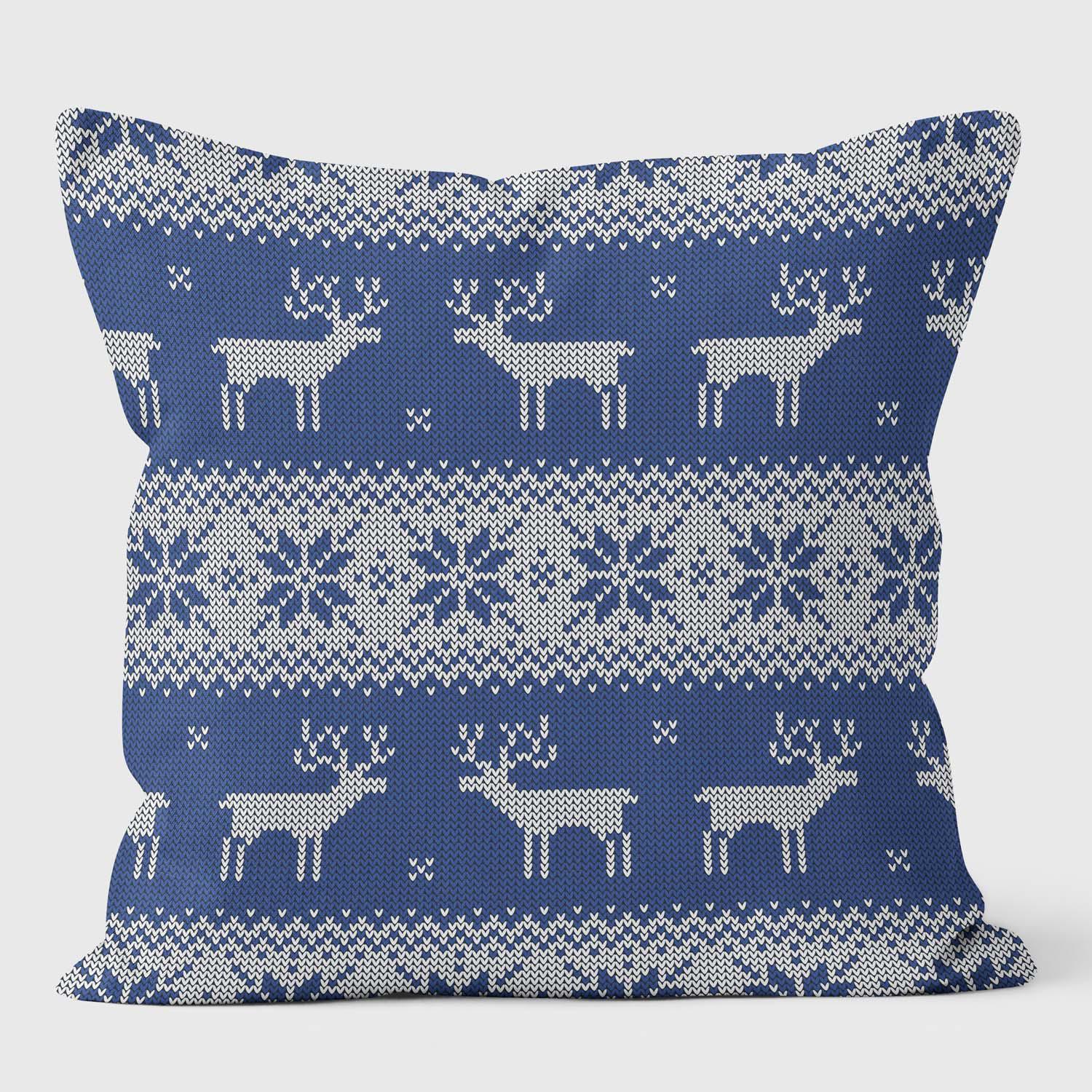 Art Blue White Deers - Christmas Cushion - Handmade Cushions UK - WeLoveCushions