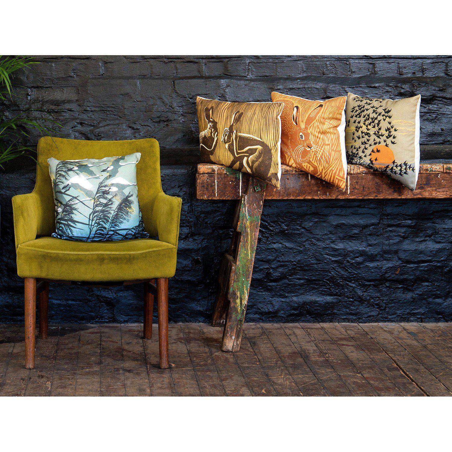 Avocet Family - Robert Gillmor Cushion - Handmade Cushions UK - WeLoveCushions