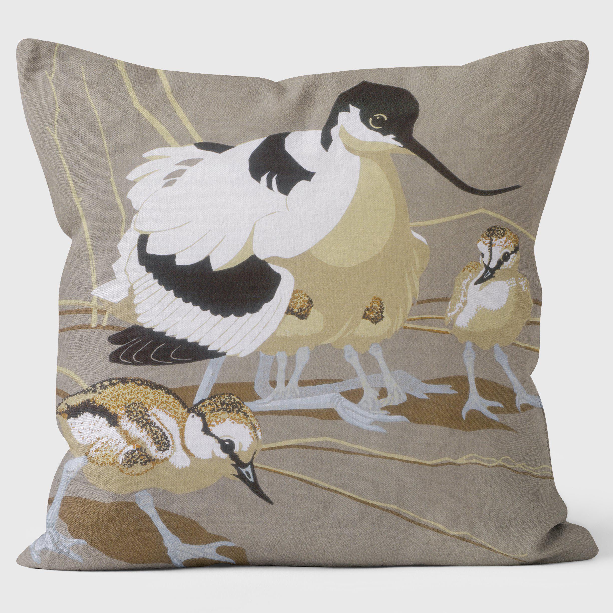 Avocet Family - Robert Gillmor Cushion - Handmade Cushions UK - WeLoveCushions