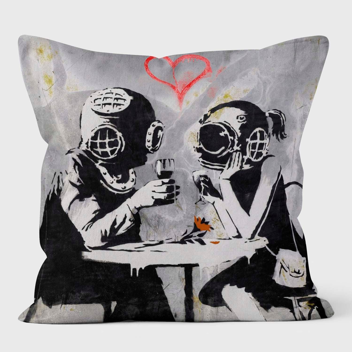 Diver Lovers - Banksy Inspired - Graffiti Art Cushion