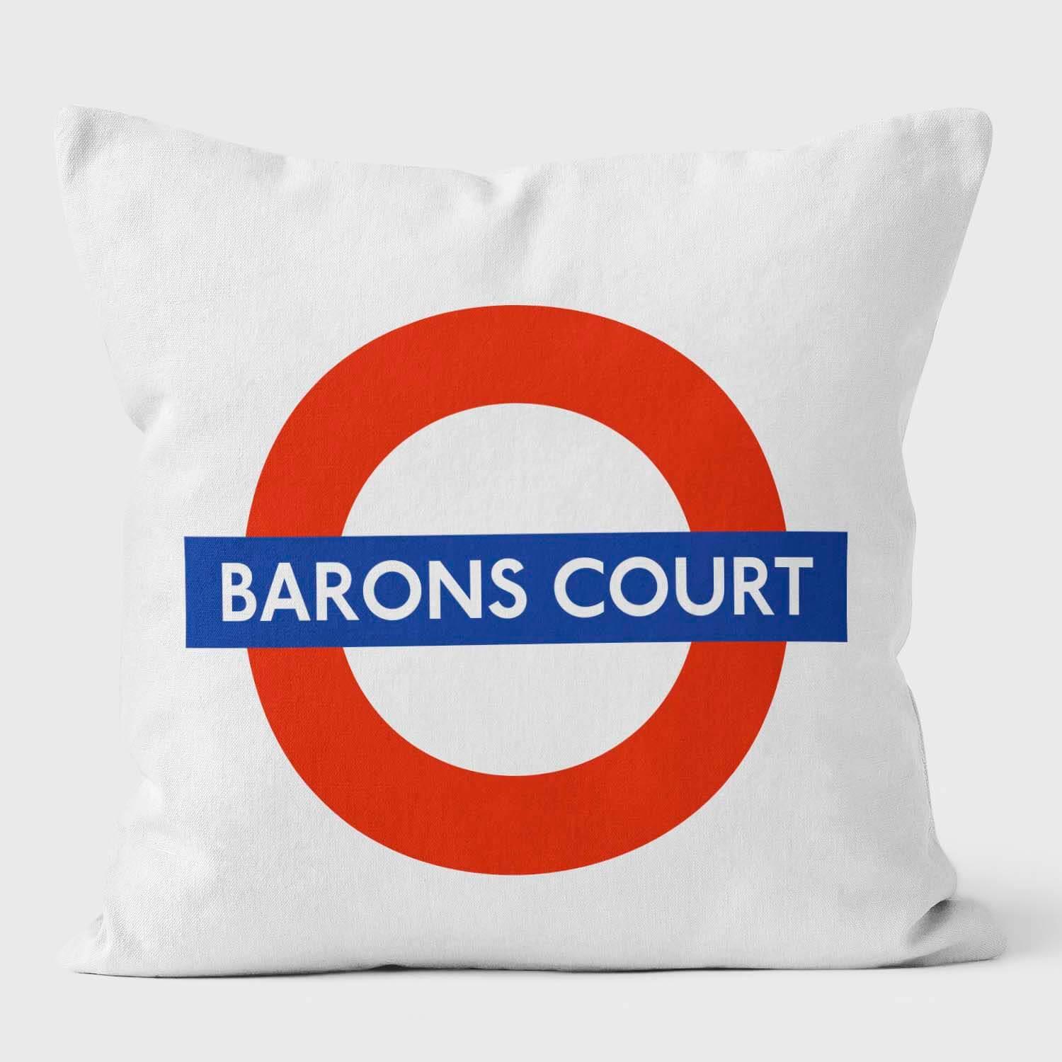Barons Court London Underground Tube Station Roundel Cushion - Handmade Cushions UK - WeLoveCushions