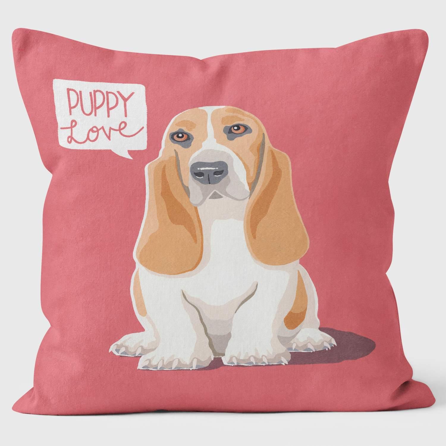 Bassethound Puppy Love Dog - Paperlollipop Cushion - Handmade Cushions UK - WeLoveCushions