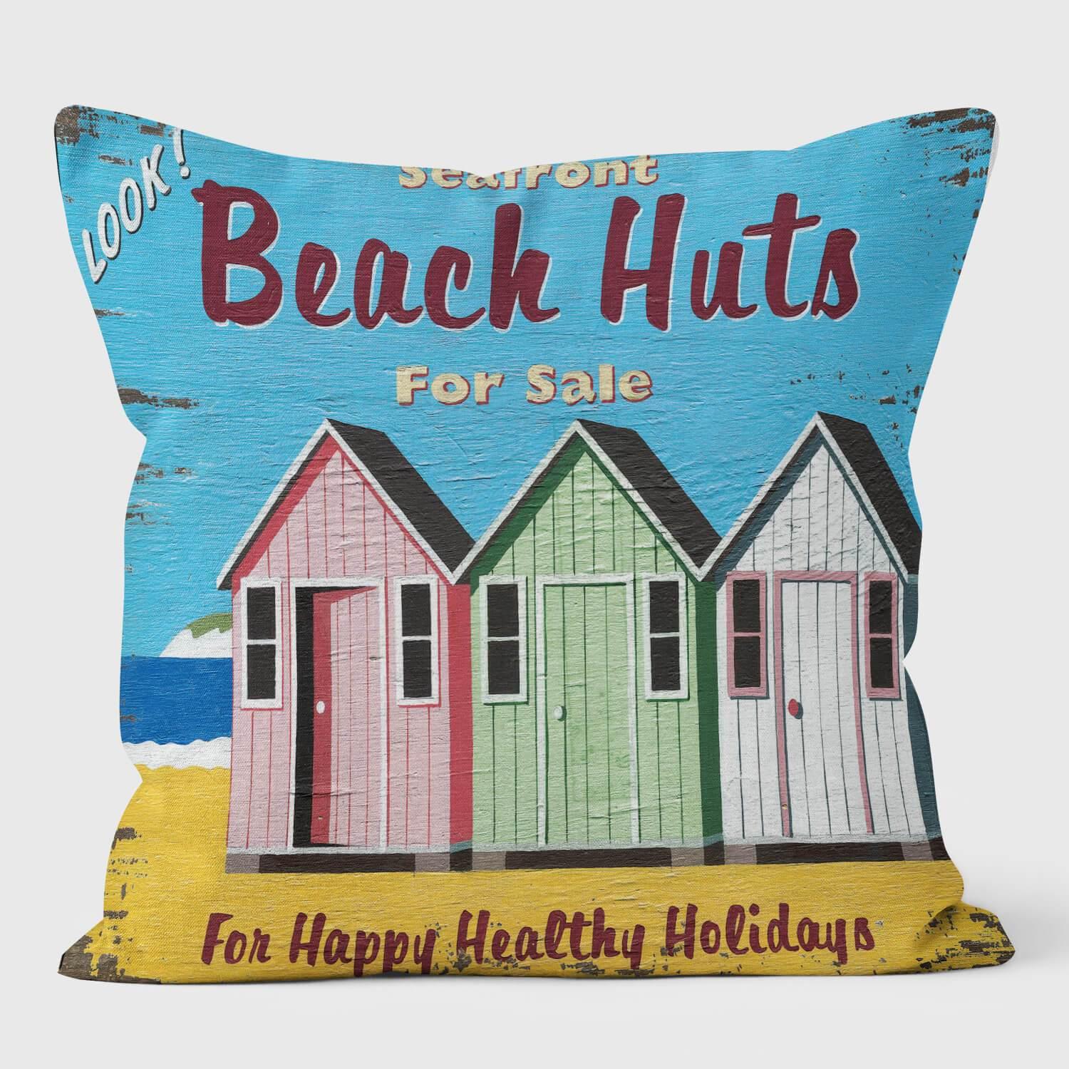 Beach Huts For Sale - Martin Wiscombe - Art Print Cushion - Handmade Cushions UK - WeLoveCushions
