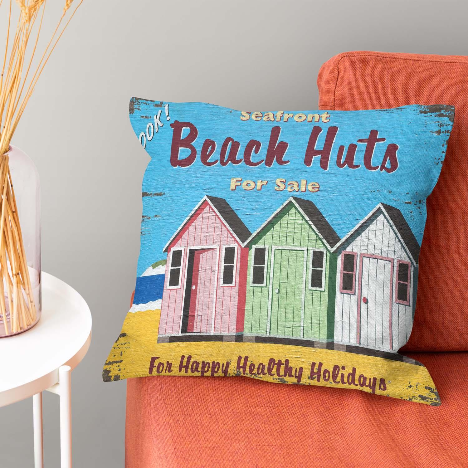 Beach Huts For Sale - Martin Wiscombe - Art Print Cushion