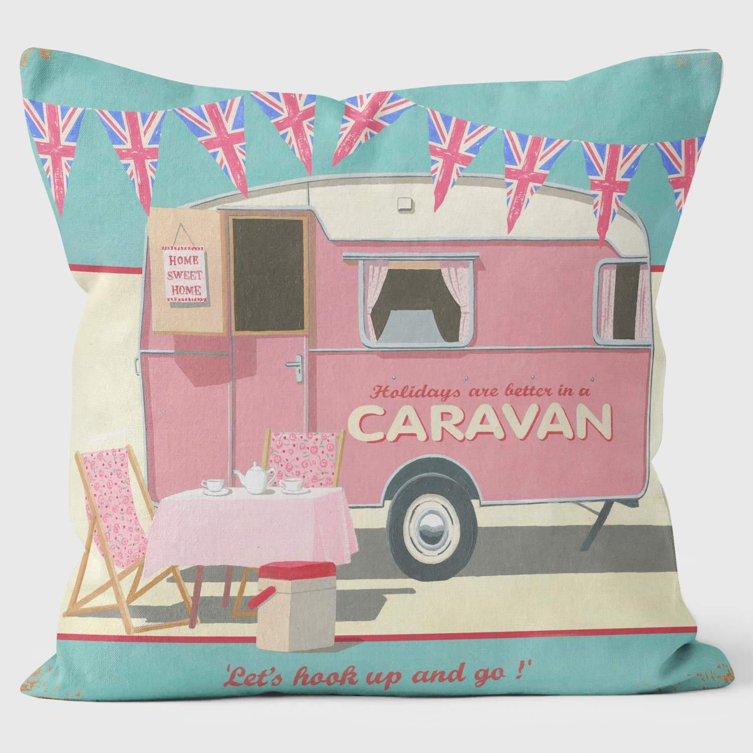 Better In A Caravan - Martin Wiscombe - Motoring Print Cushion - Handmade Cushions UK - WeLoveCushions