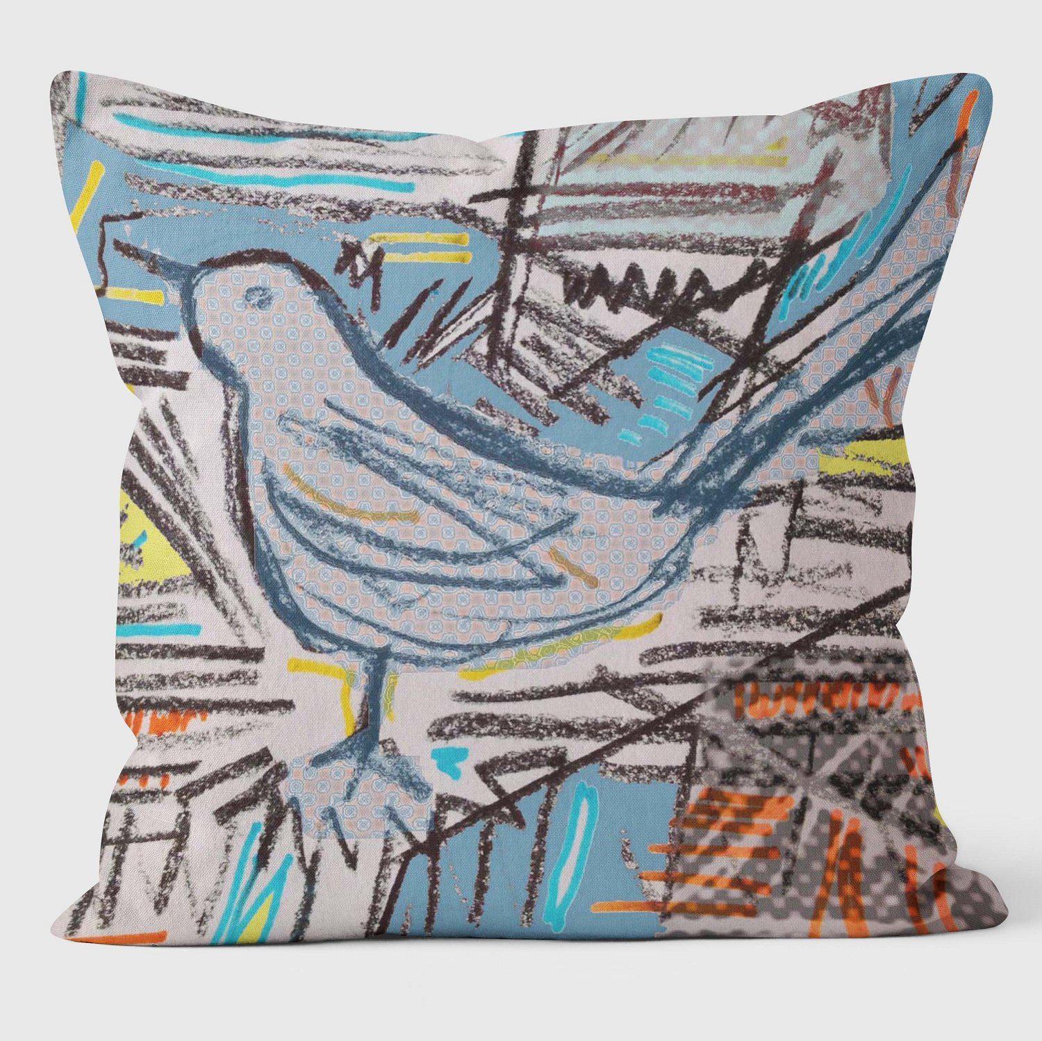 Blackbird Blues - Sarah Thornton Cushion - Handmade Cushions UK - WeLoveCushions