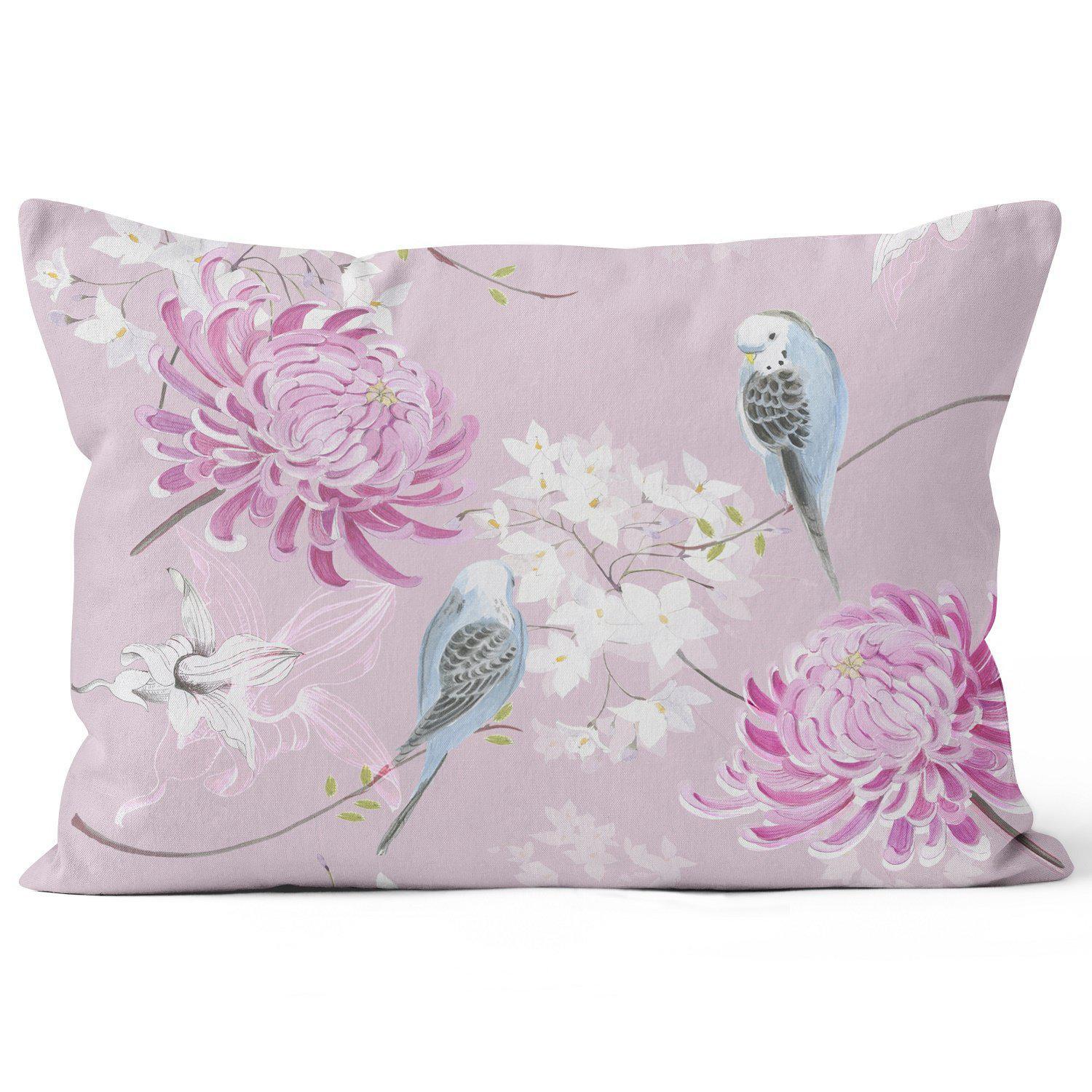 Blossom & Budgies - Funky Art Cushion - Garden Of Eden - House Of Turnowsky Pillows - Handmade Cushions UK - WeLoveCushions