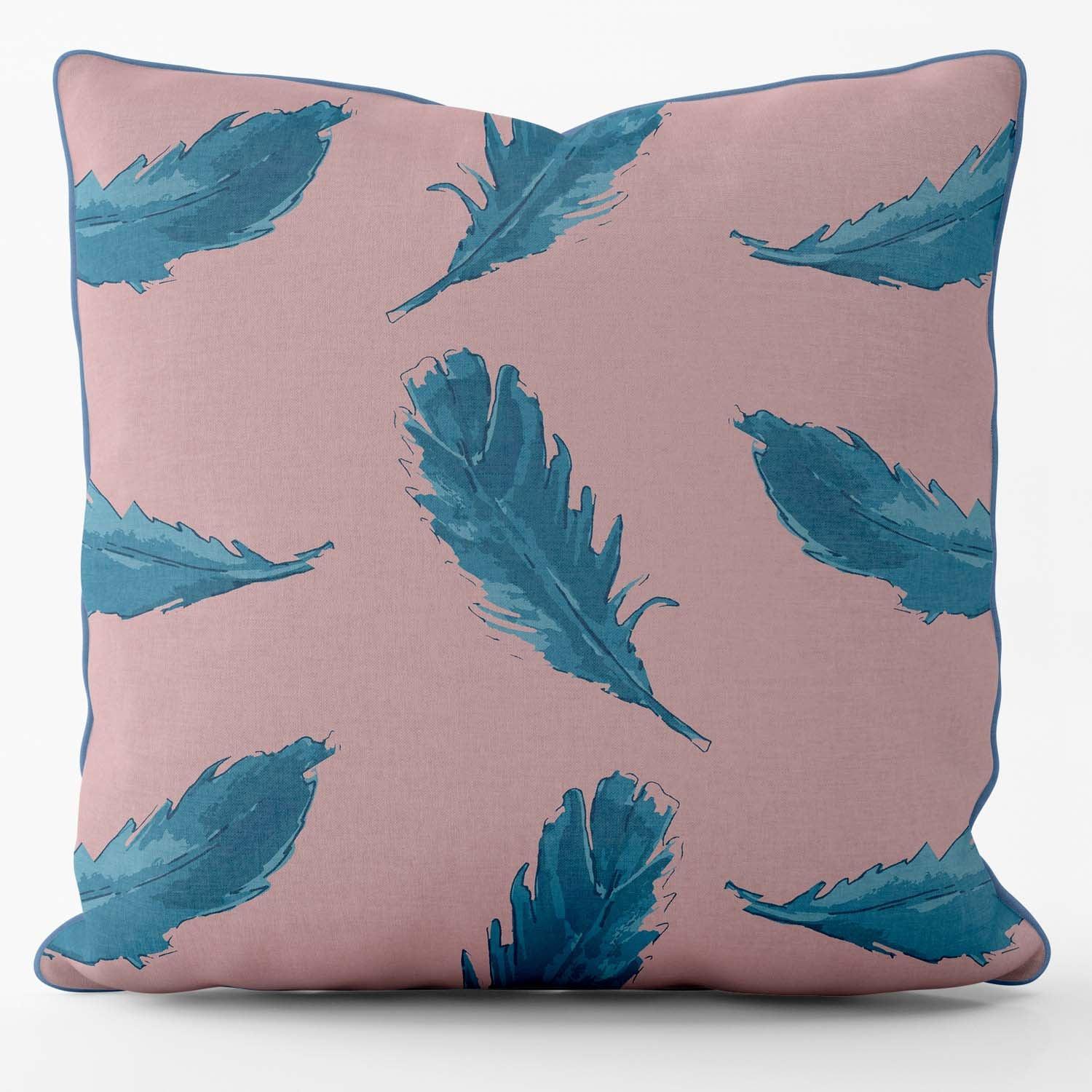 Blue Feather -Their Nibs Cushion - Handmade Cushions UK - WeLoveCushions