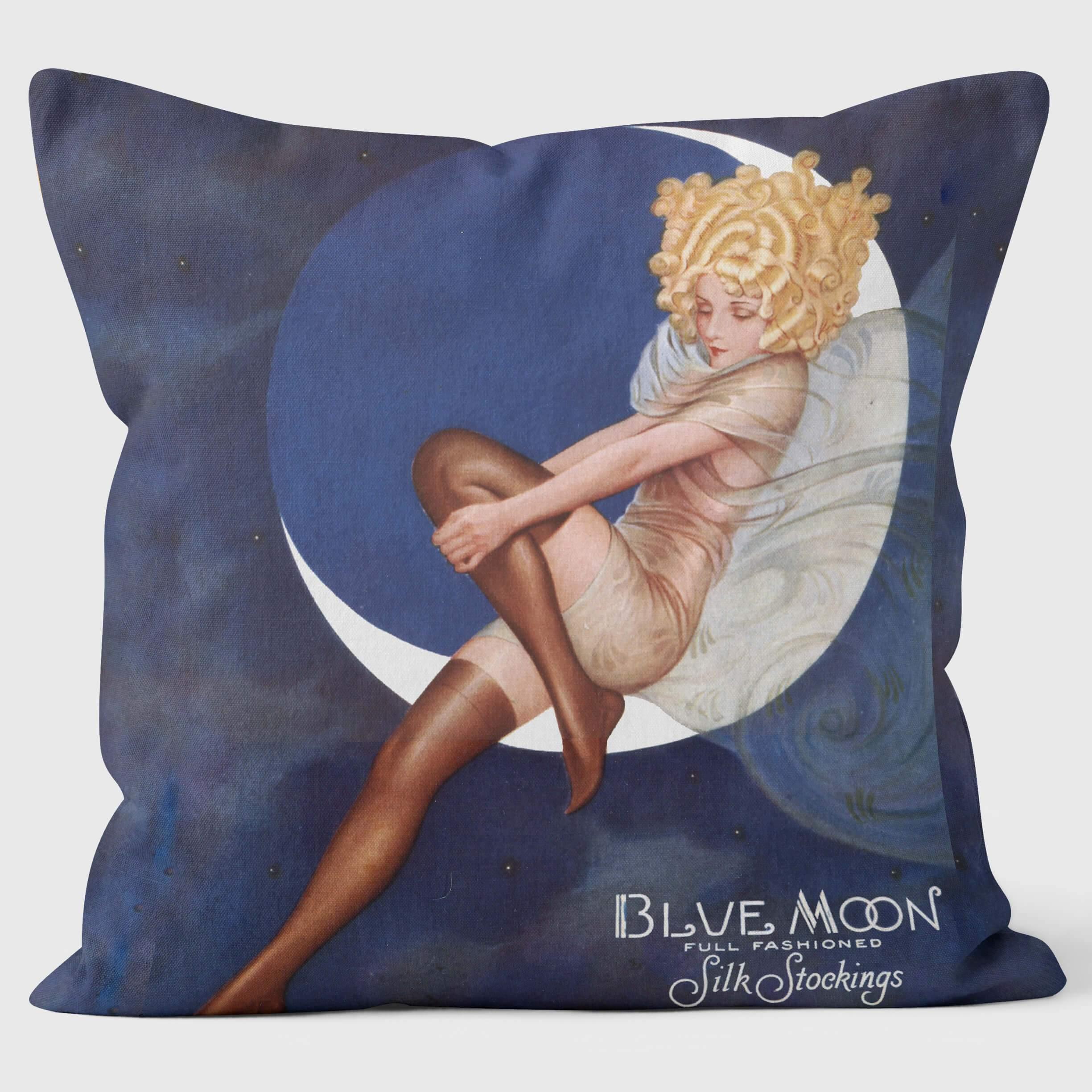 Blue Moon Stockings - Pin Up Girl - Art Cushion - Handmade Cushions UK - WeLoveCushions