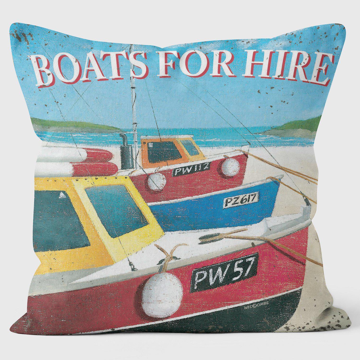 Boats For Hire - Martin Wiscombe - Art Print Cushion - Handmade Cushions UK - WeLoveCushions