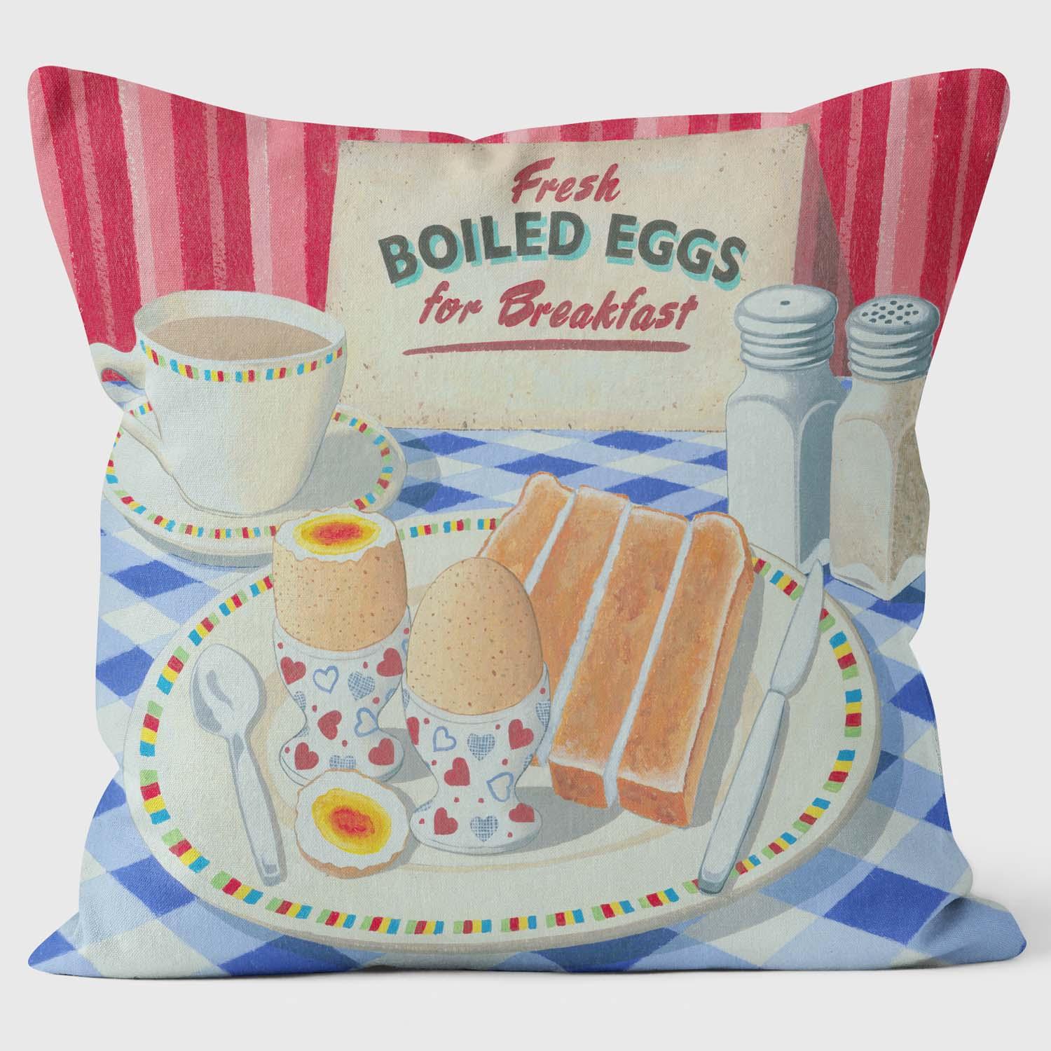 Boiled Eggs For Breakfast - Martin Wiscombe Cushion - Handmade Cushions UK - WeLoveCushions
