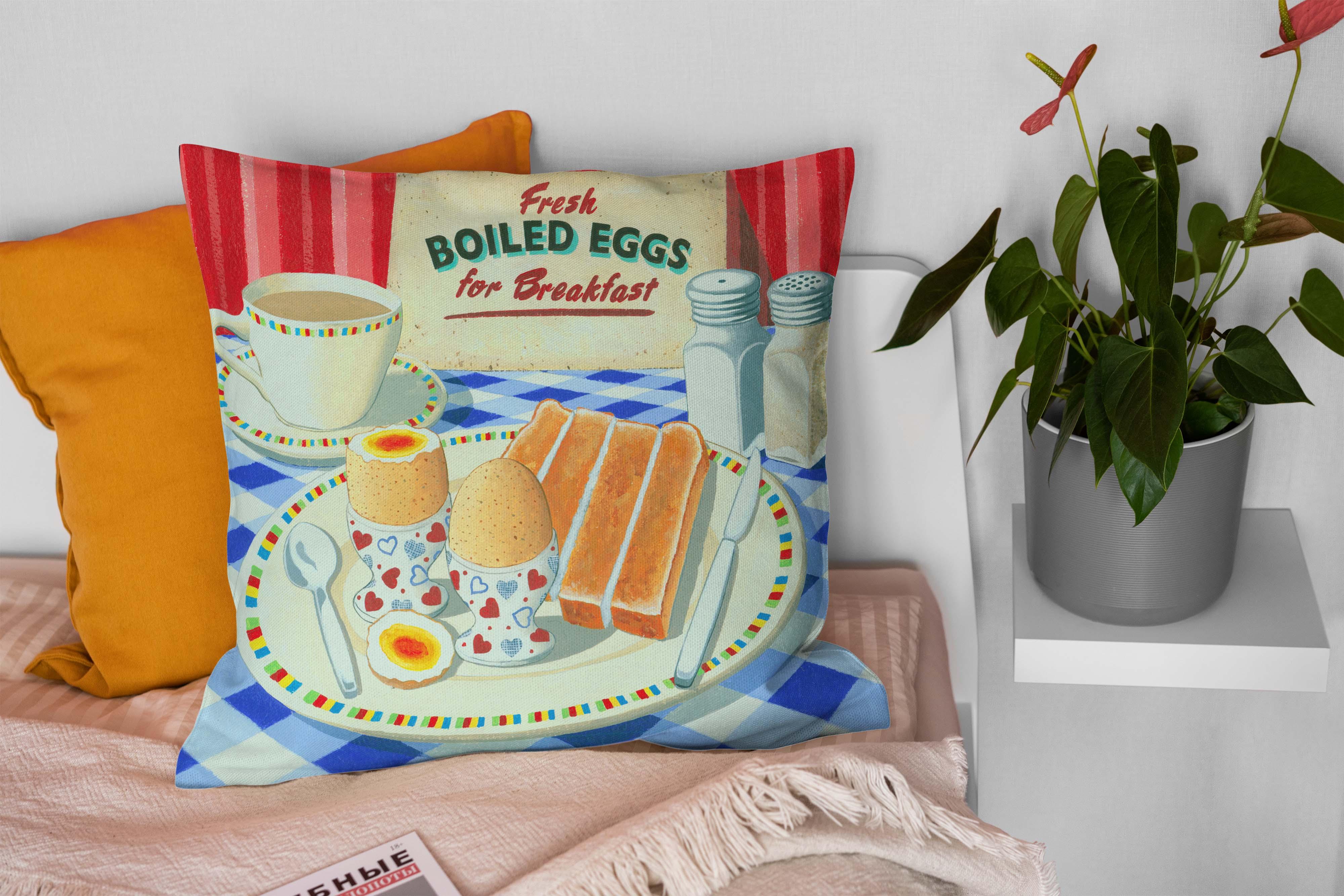 Boiled Eggs For Breakfast - Martin Wiscombe Cushion