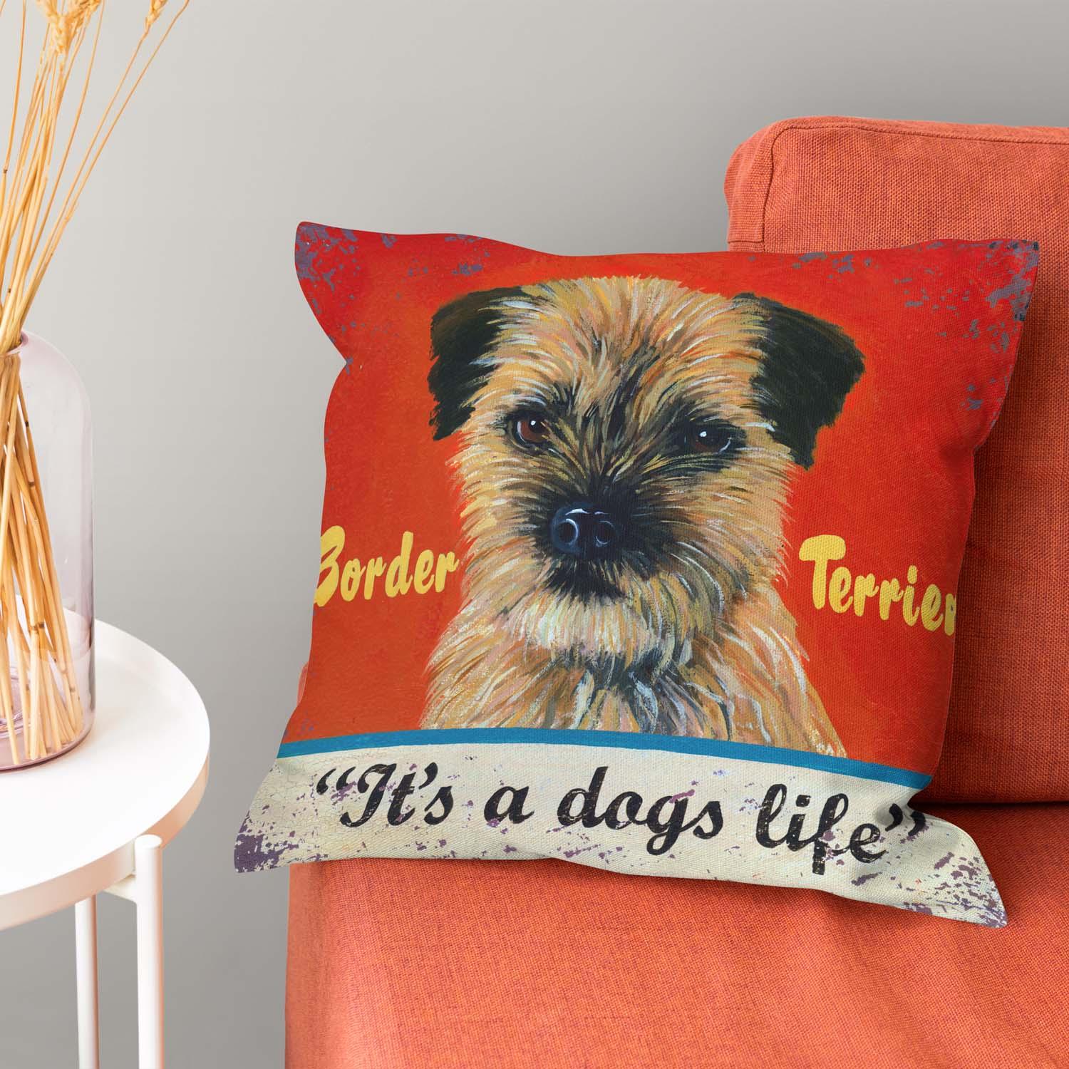 Border Terrier - Martin Wiscombe -Art Print Cushion