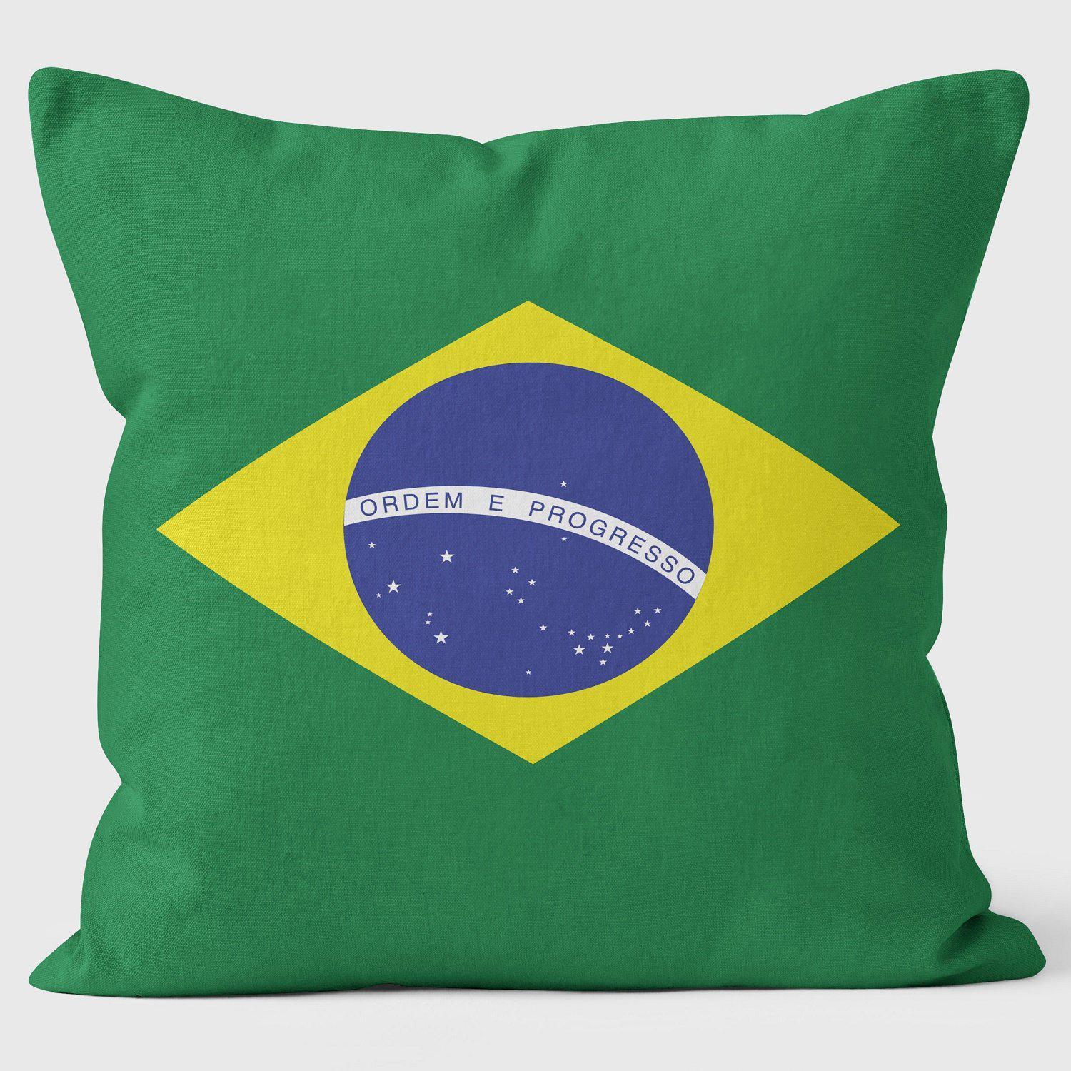 Brazil Flag Bandeira do Brasil Pillow - Art Print Cushion - Handmade Cushions UK - WeLoveCushions