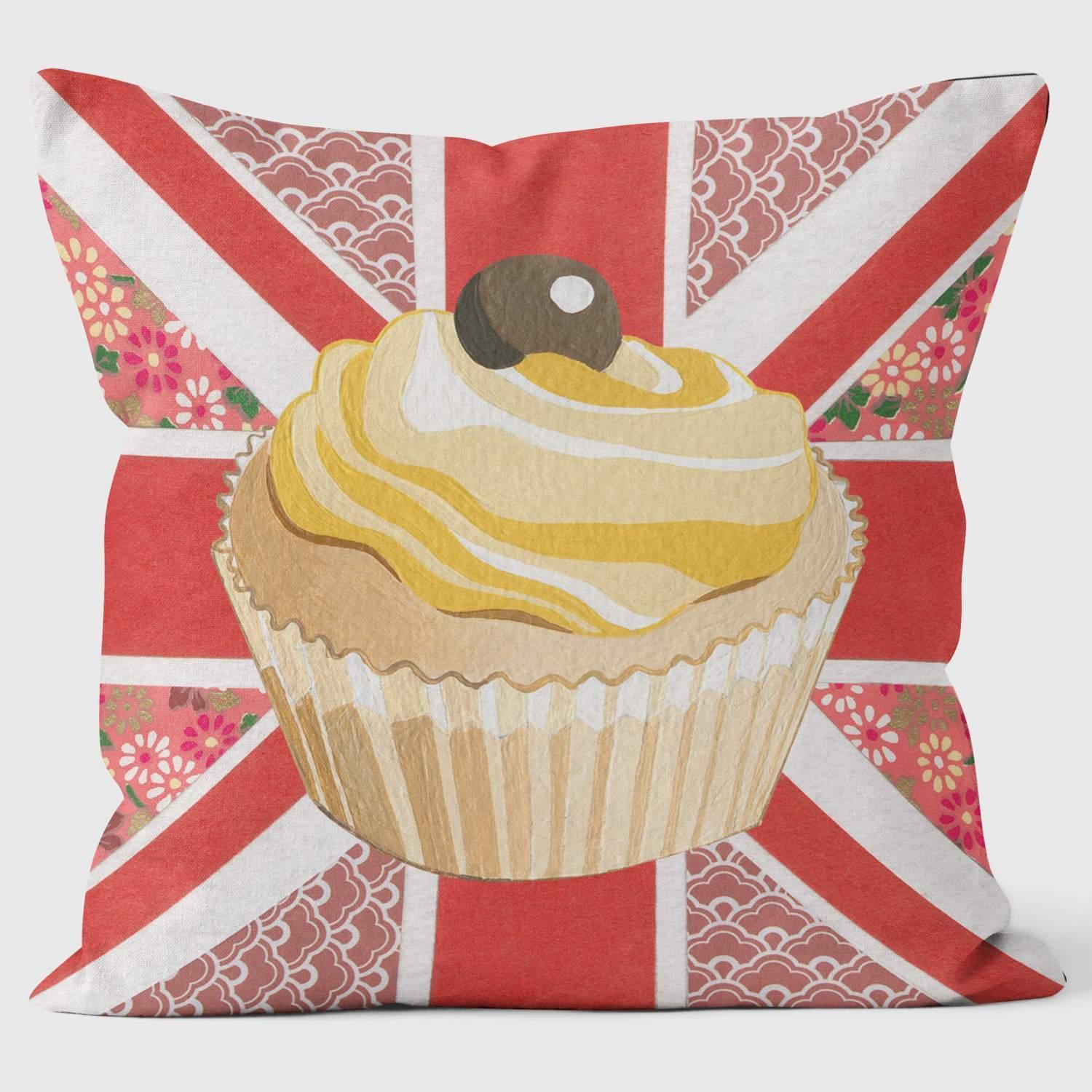 Cup Cake Red Flag - Jenny Wiscombe Art Print Cushion - Handmade Cushions UK - WeLoveCushions