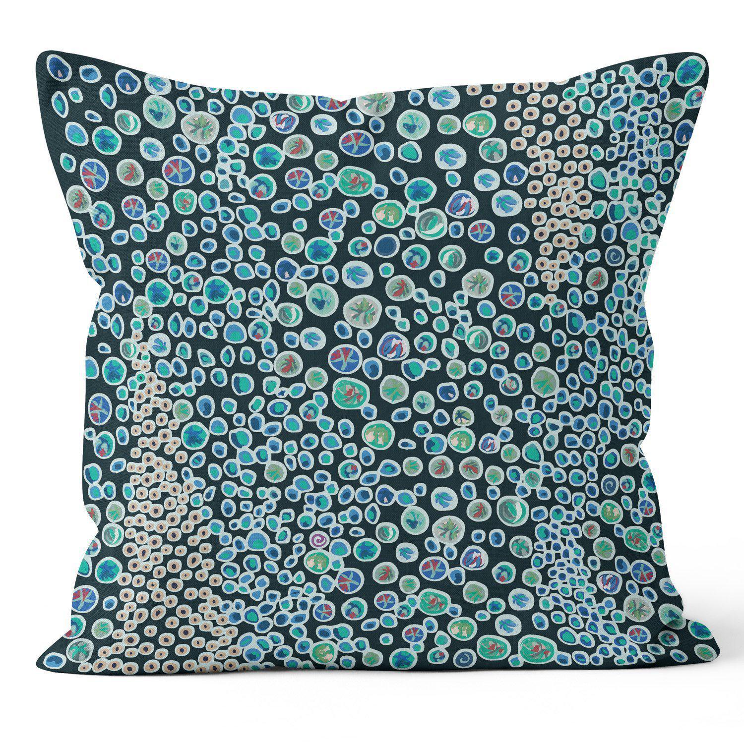 Bubbles (Green) - Funky Art Cushion - Bellissima - House Of Turnowsky Pillows - Handmade Cushions UK - WeLoveCushions