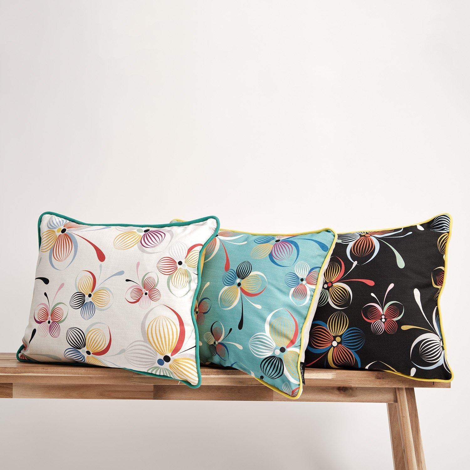Bubbly Butterflies (Black) - Funky Art Cushion - Perfect Day - House Of Turnowsky Pillows - Handmade Cushions UK - WeLoveCushions