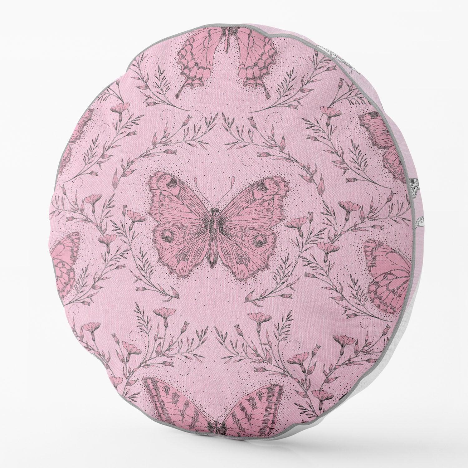 Butterfly & Ivy Round Pink - House Of Turnowsky Cushion