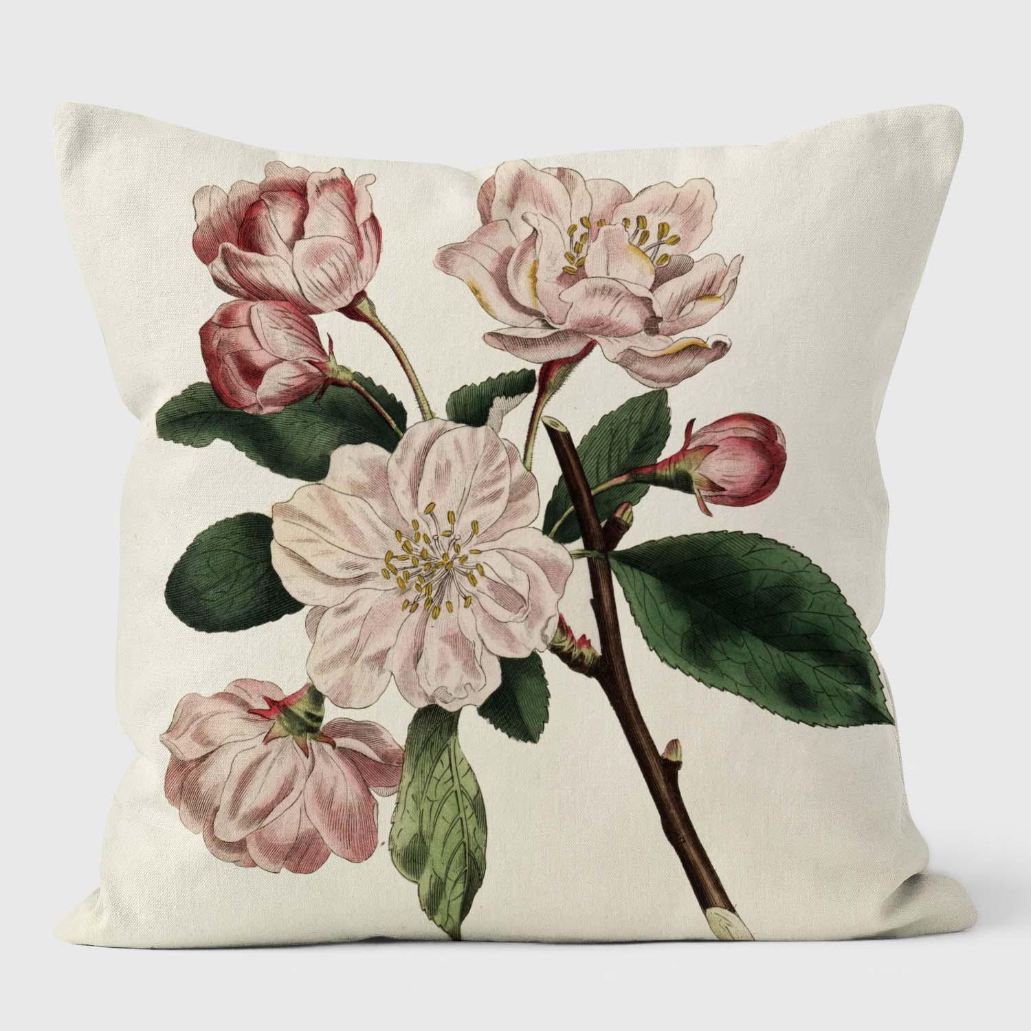 Chinese Flowering Apple Malus - Botanical Cushion - Handmade Cushions UK - WeLoveCushions