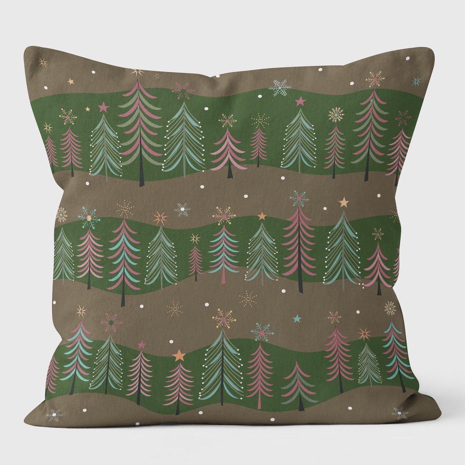 Christmas Trees Green Cushion - Christmas Seasonal Cushion - Handmade Cushions UK - WeLoveCushions