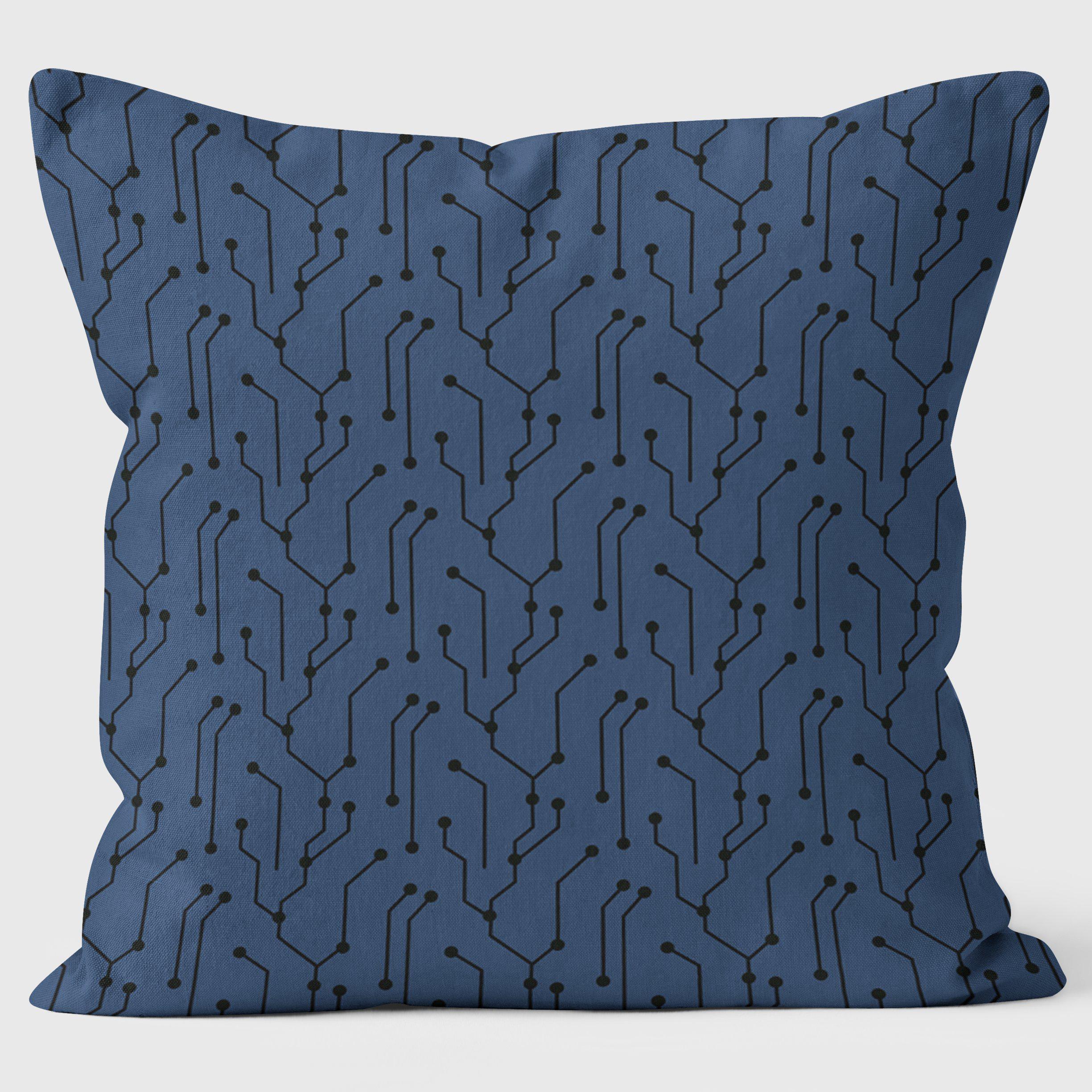 Circuit Board Blue - Abstract Cushion - Handmade Cushions UK - WeLoveCushions