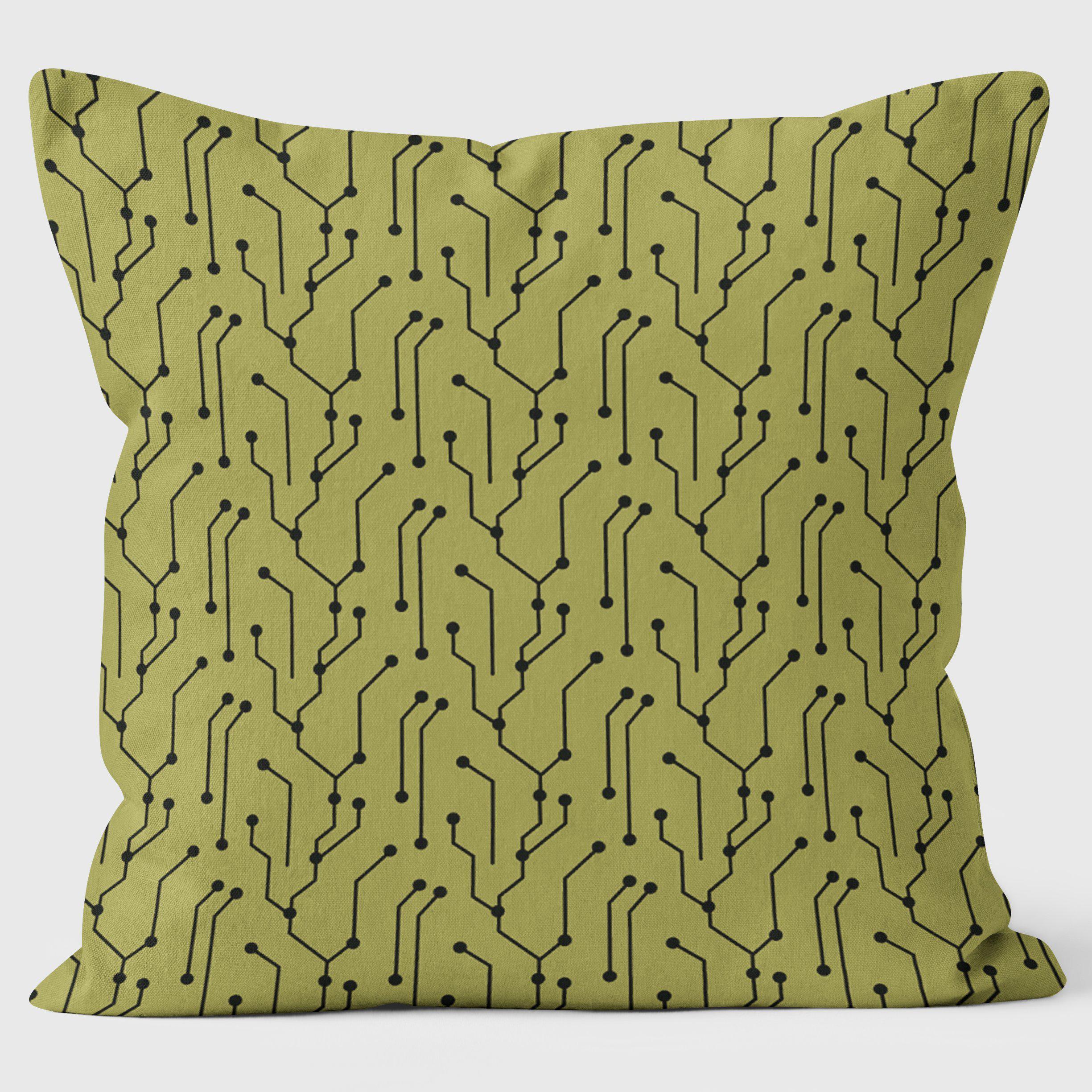 Circuit Board Green - Abstract Cushion - Handmade Cushions UK - WeLoveCushions
