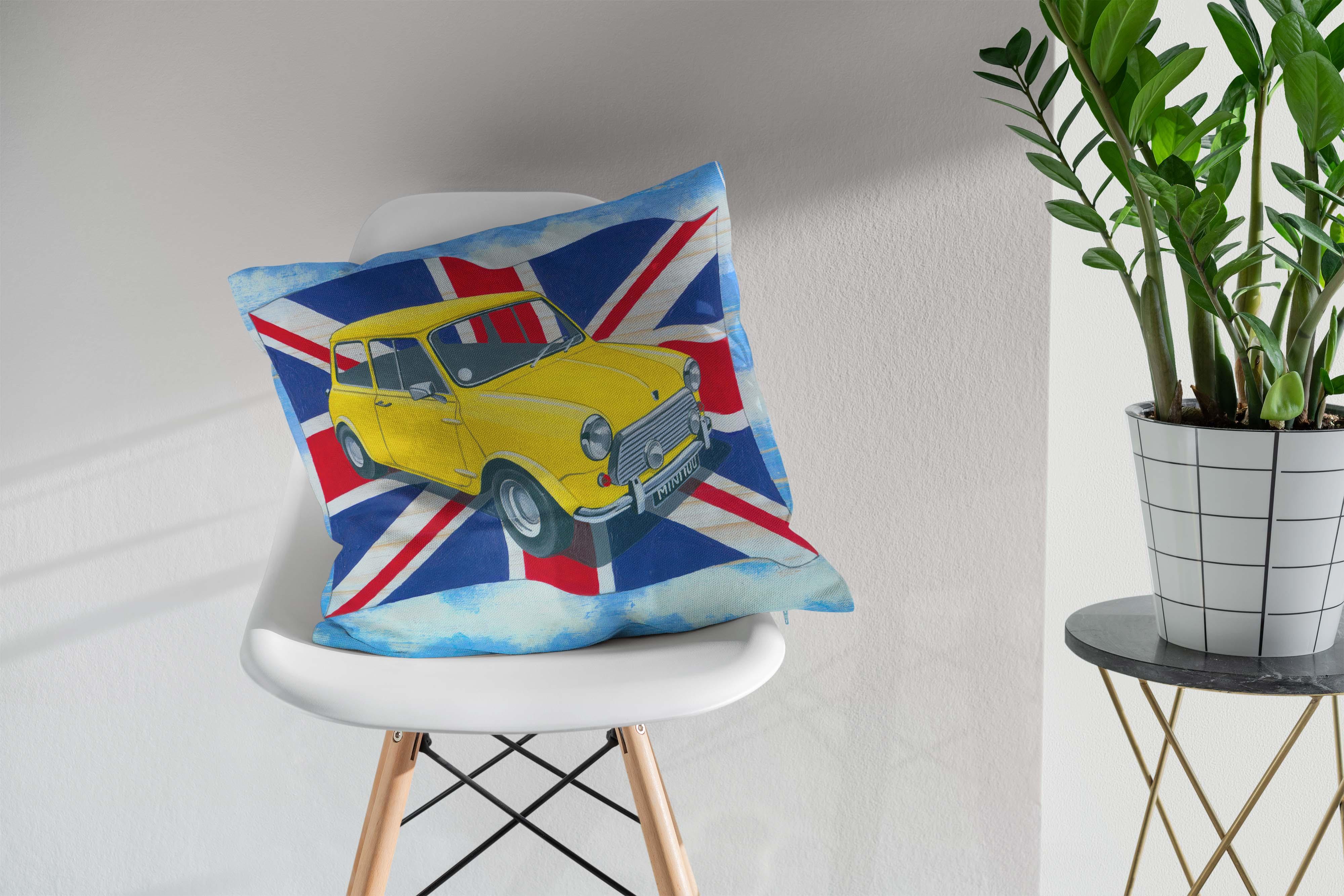 Classic British Mini Car Front - Martin Wiscombe - Art Print Cushion