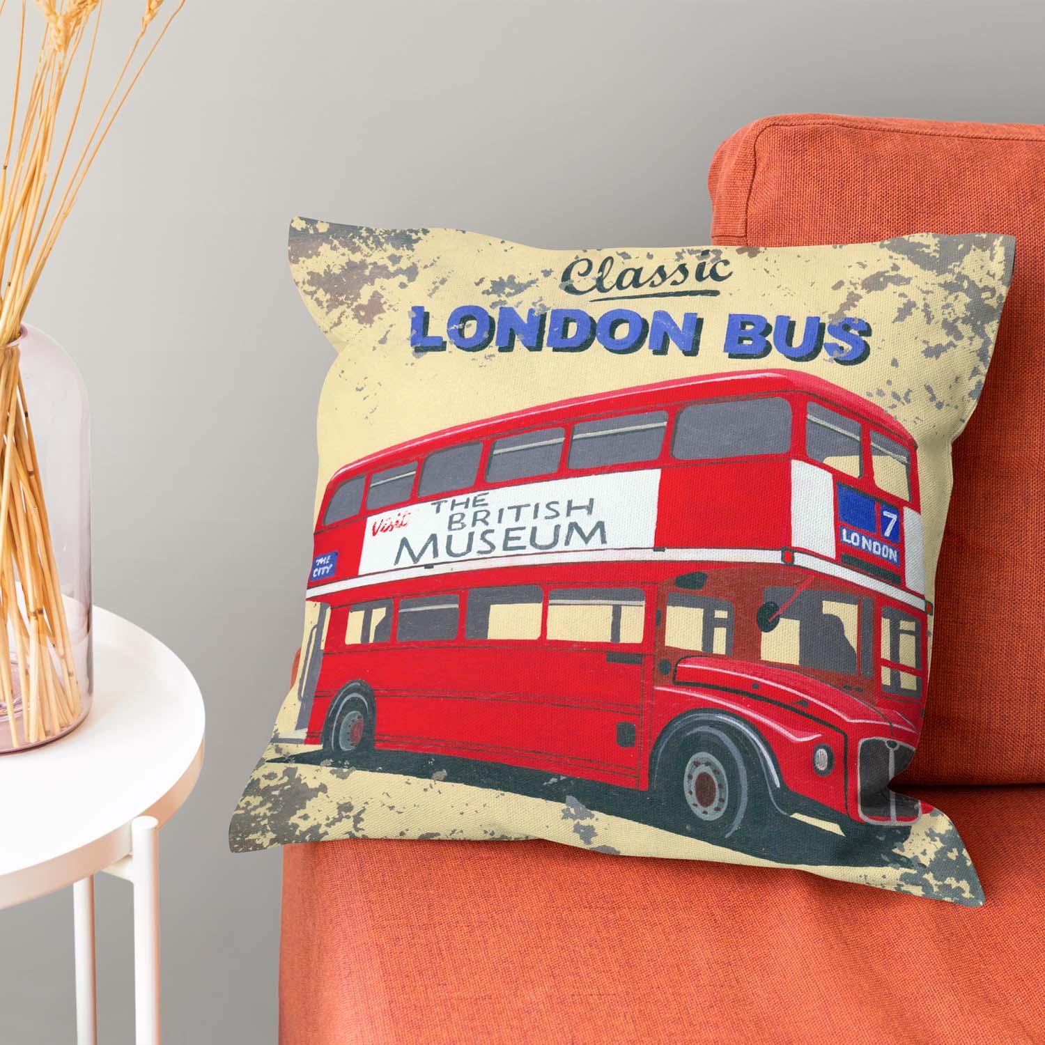 London Red Routmaster - Best of British  - Retro Art Print Cushion